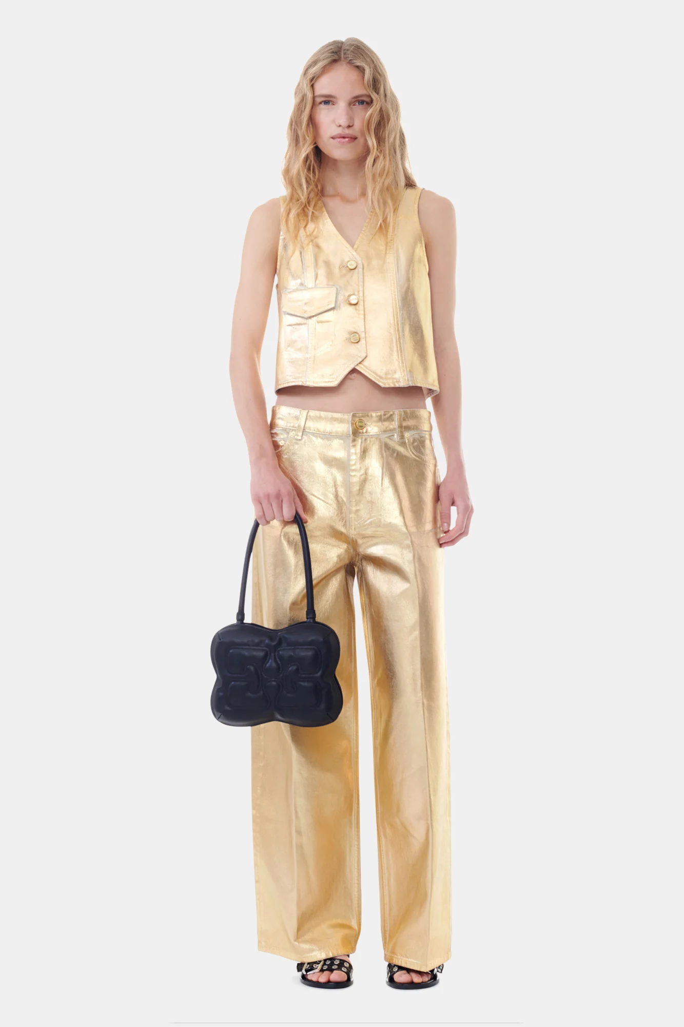 Foil Denim Vest | Egret - Image 4