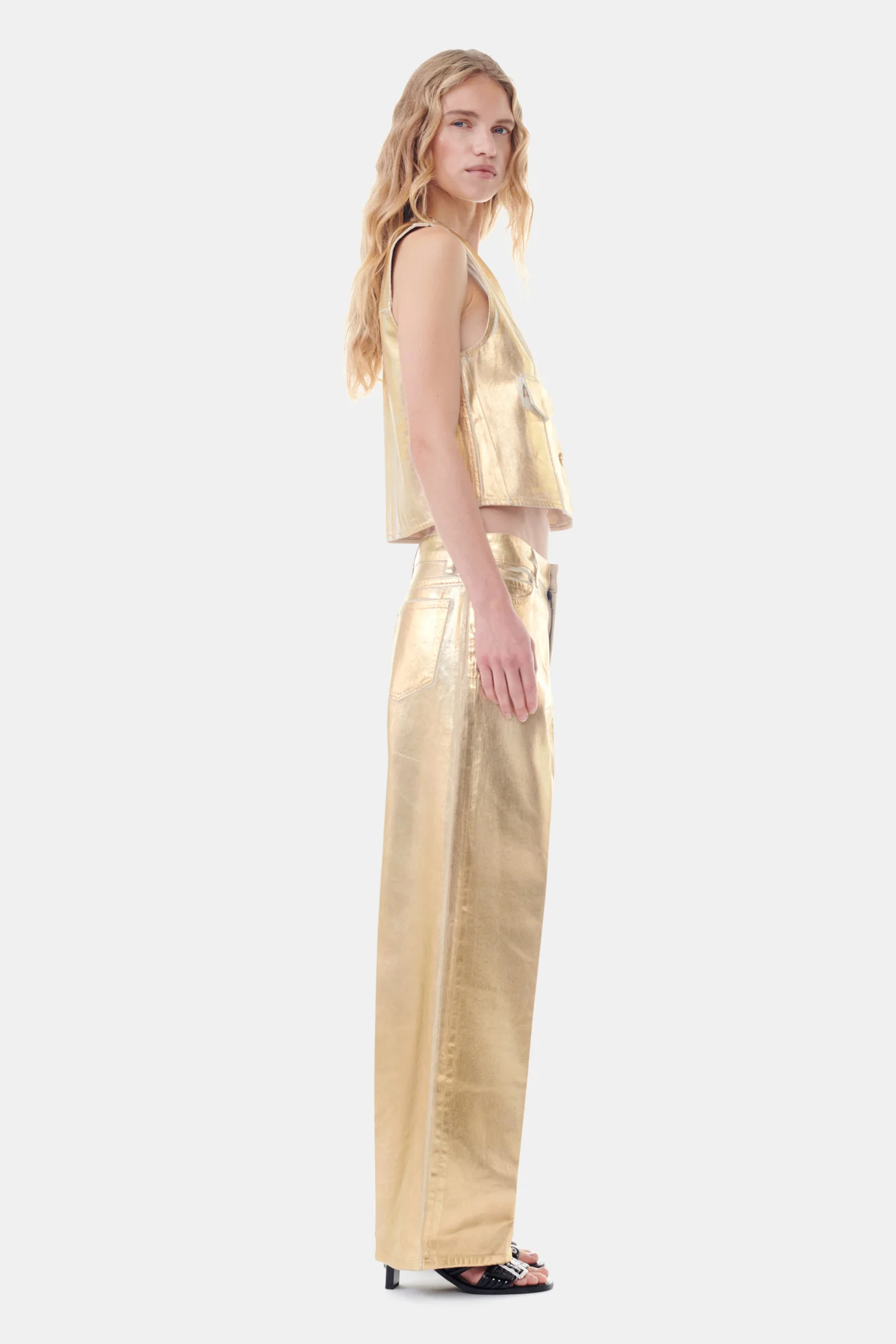 Foil Denim Vest | Egret - Image 5