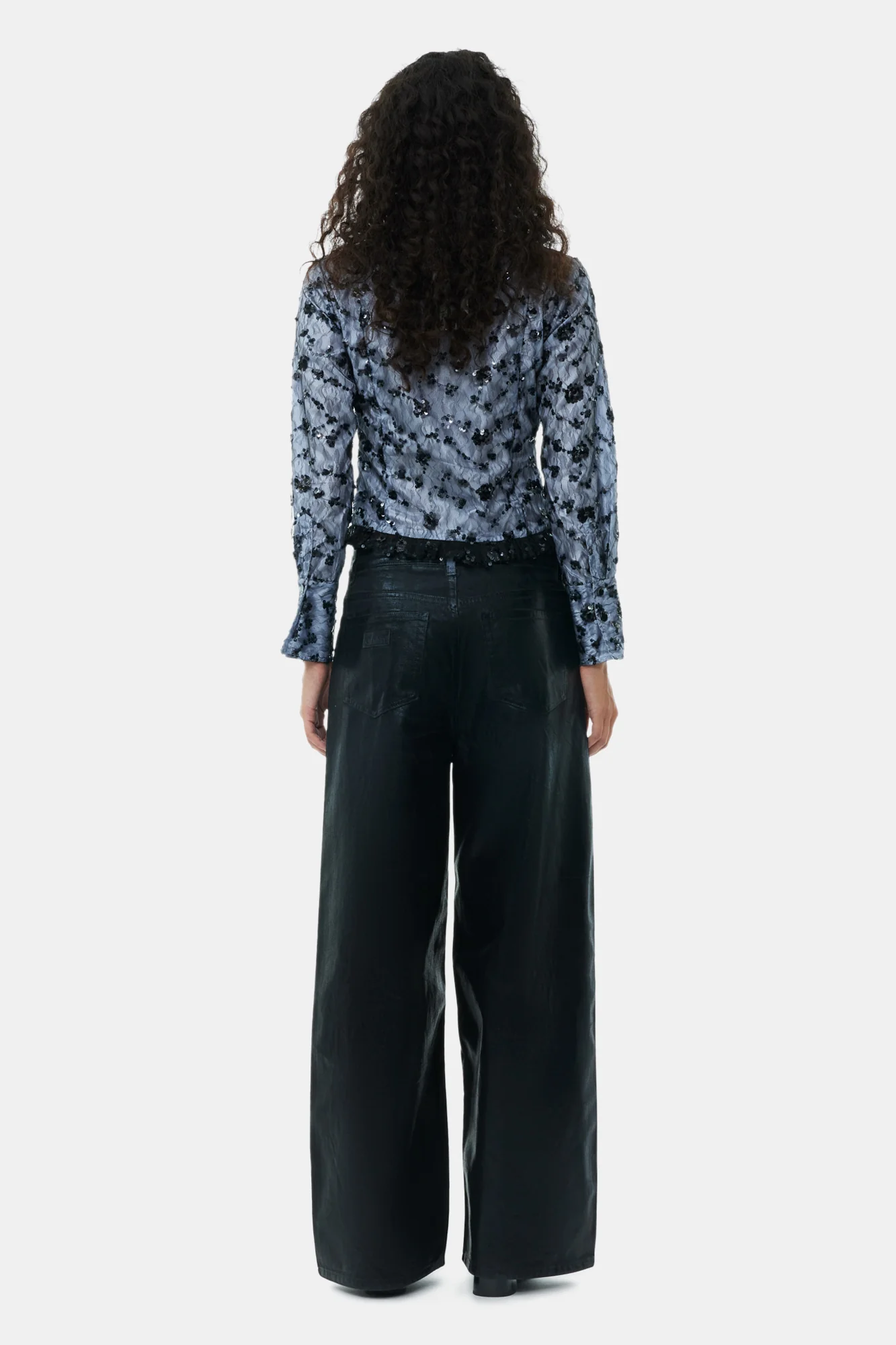 Foil Denim Wide Jeans | Black - Image 6