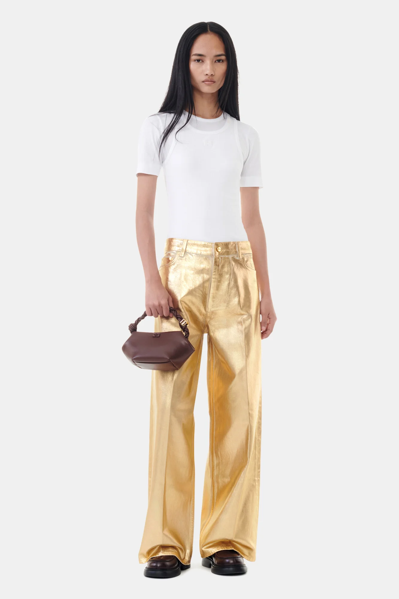 Foil Denim Wide Jeans | Egret - Image 3