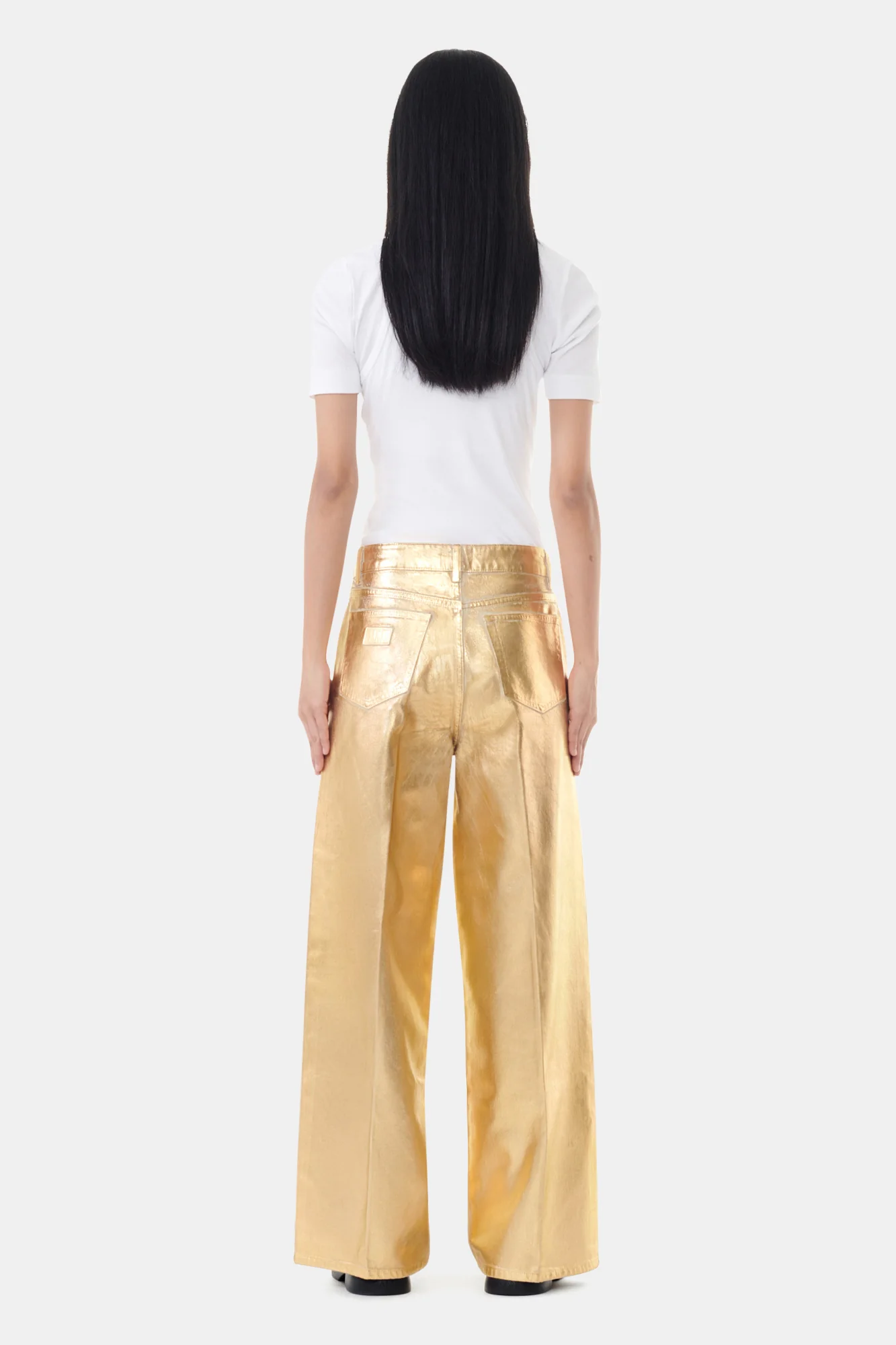 Foil Denim Wide Jeans | Egret - Image 5
