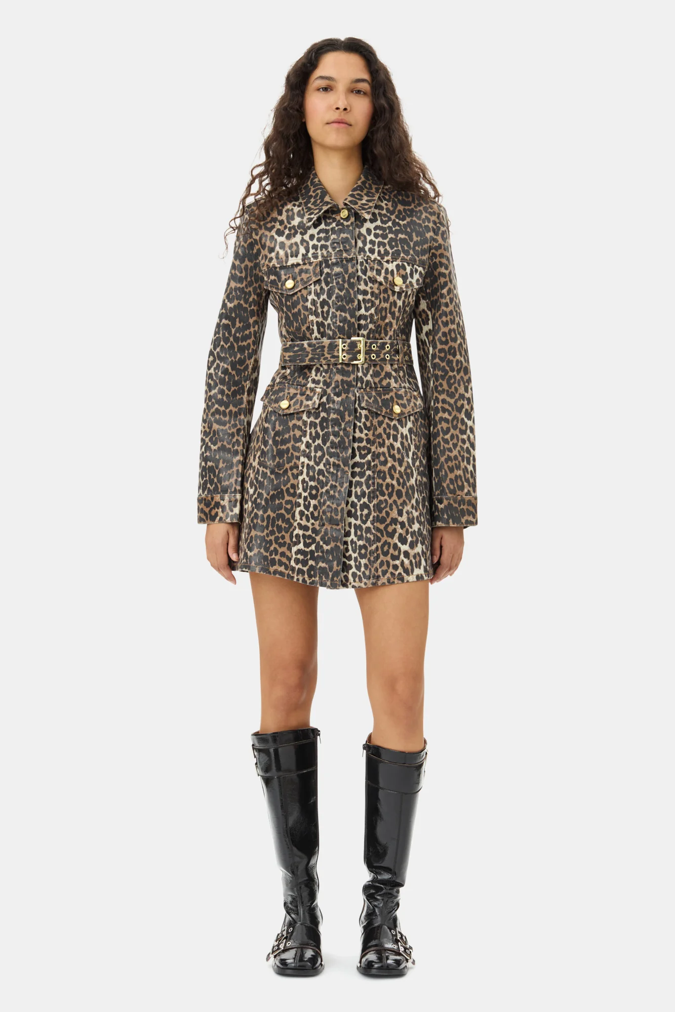 Foil Mini Dress | Leopard - Image 3