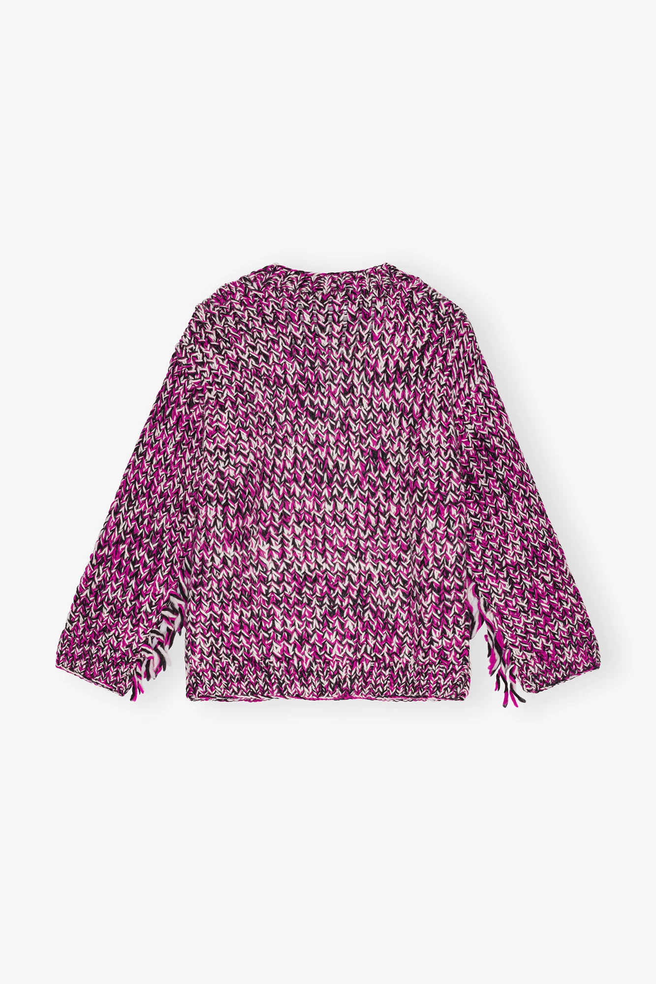 Fringe Wool Handknit Cardigan | Boysenberry - Image 2