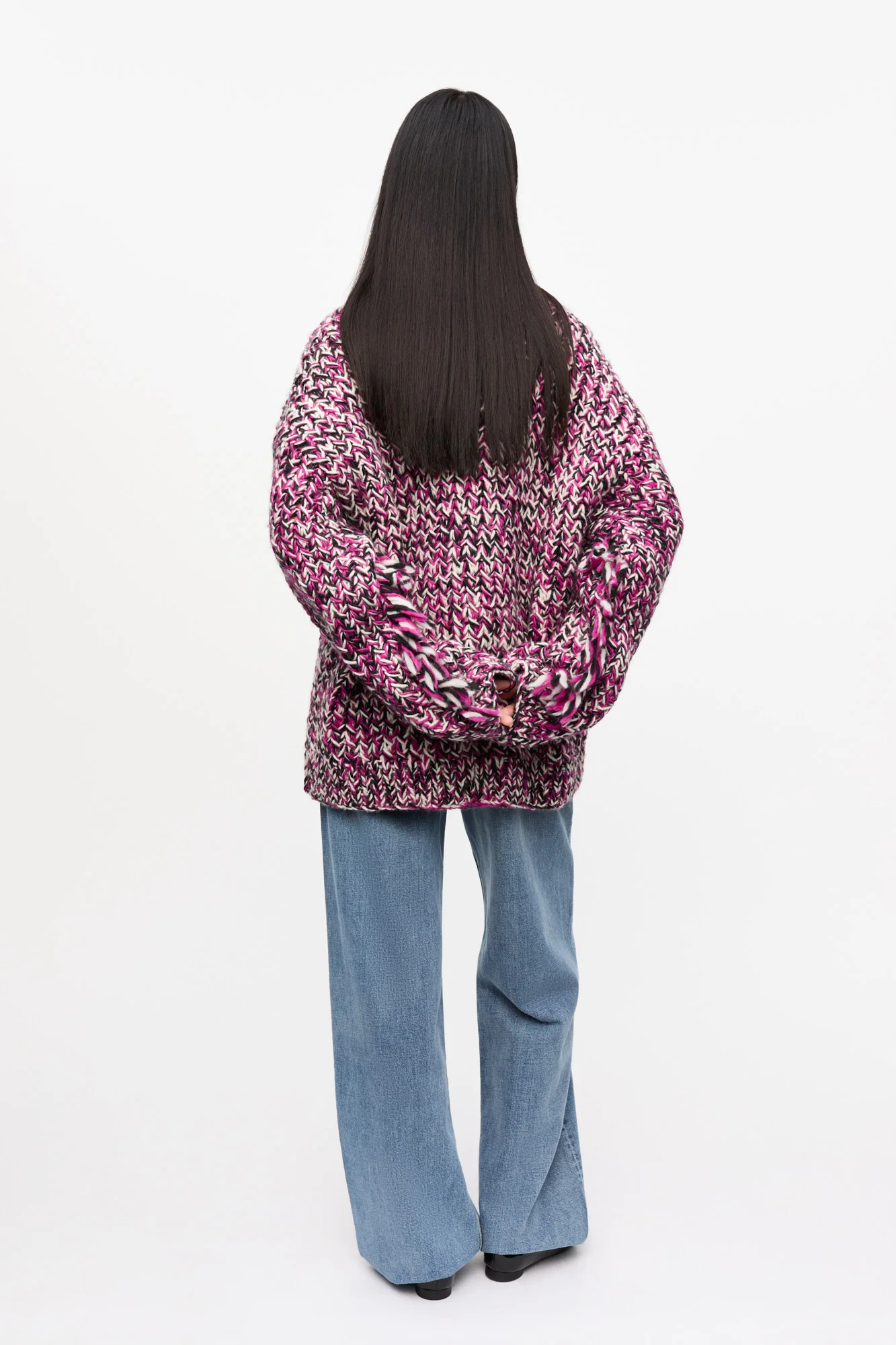 Fringe Wool Handknit Cardigan | Boysenberry - Image 4