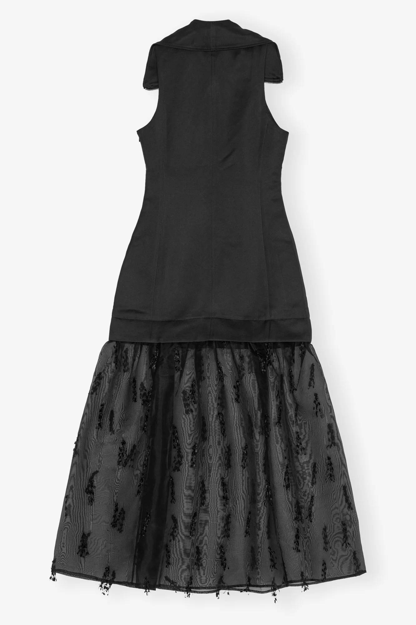 Fringed Organza Long Dress | Black - Image 2