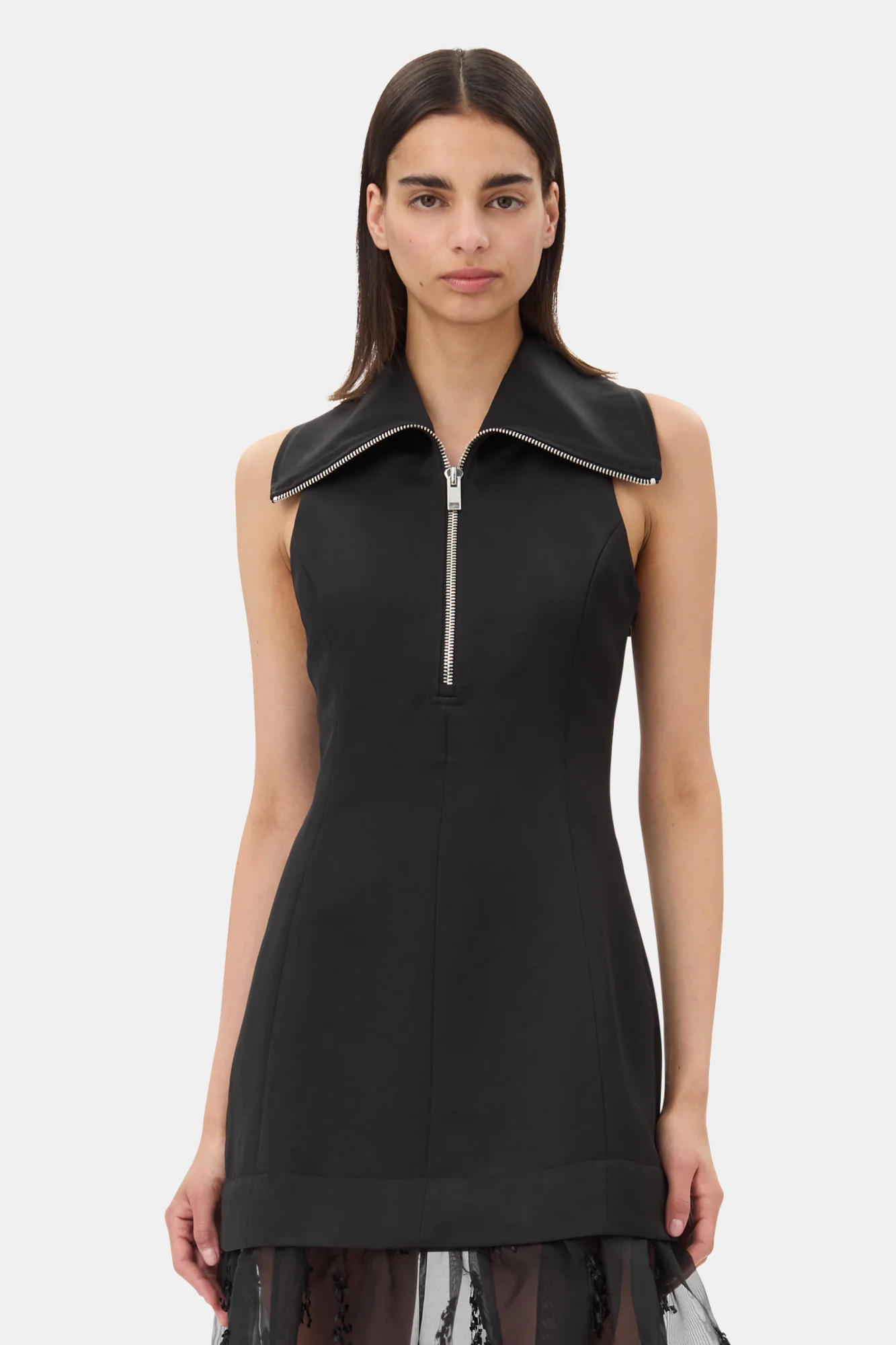 Fringed Organza Long Dress | Black - Image 4