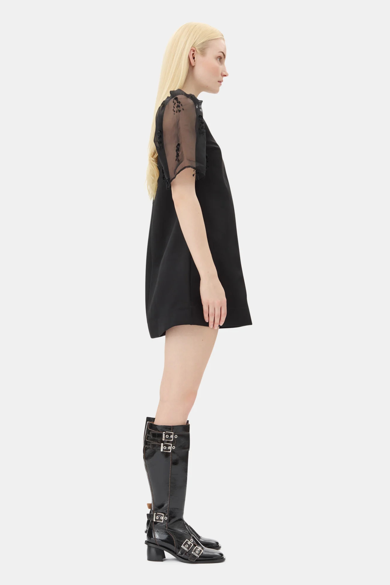Fringed Organza Mini Dress | Black - Image 5