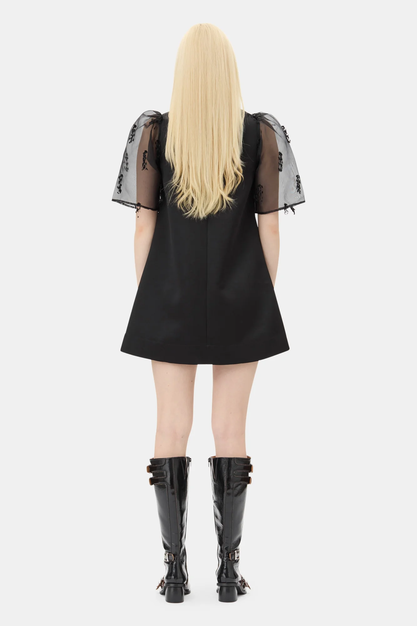 Fringed Organza Mini Dress | Black - Image 6