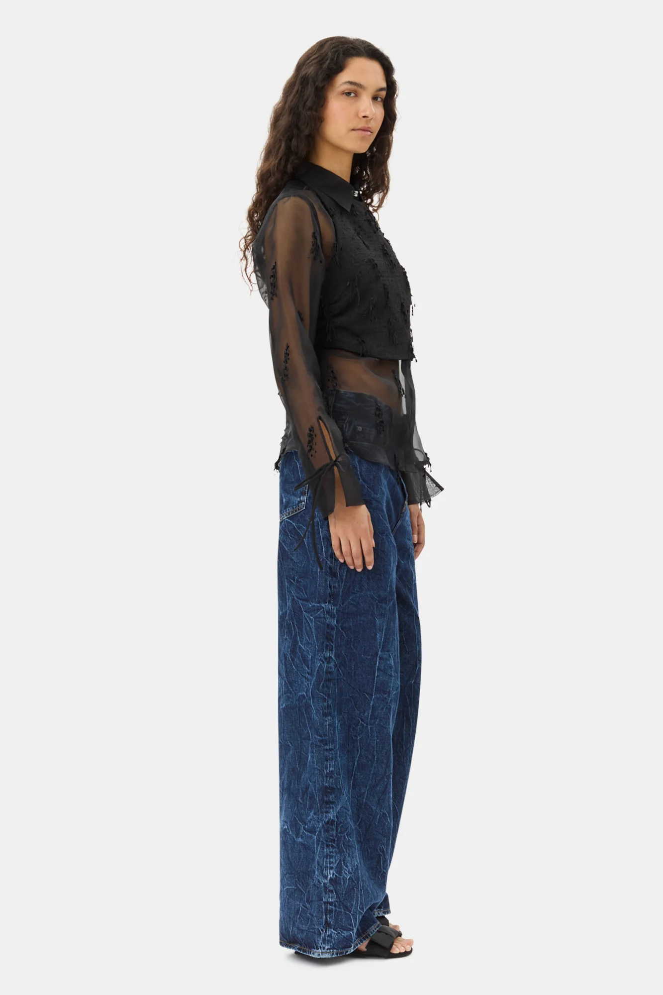 Fringed Organza Shirt | Black - Image 5