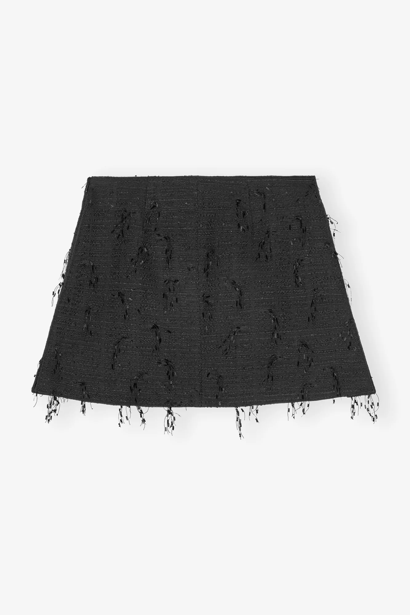 Fringed Tweed Mini Skirt | Black - Image 2