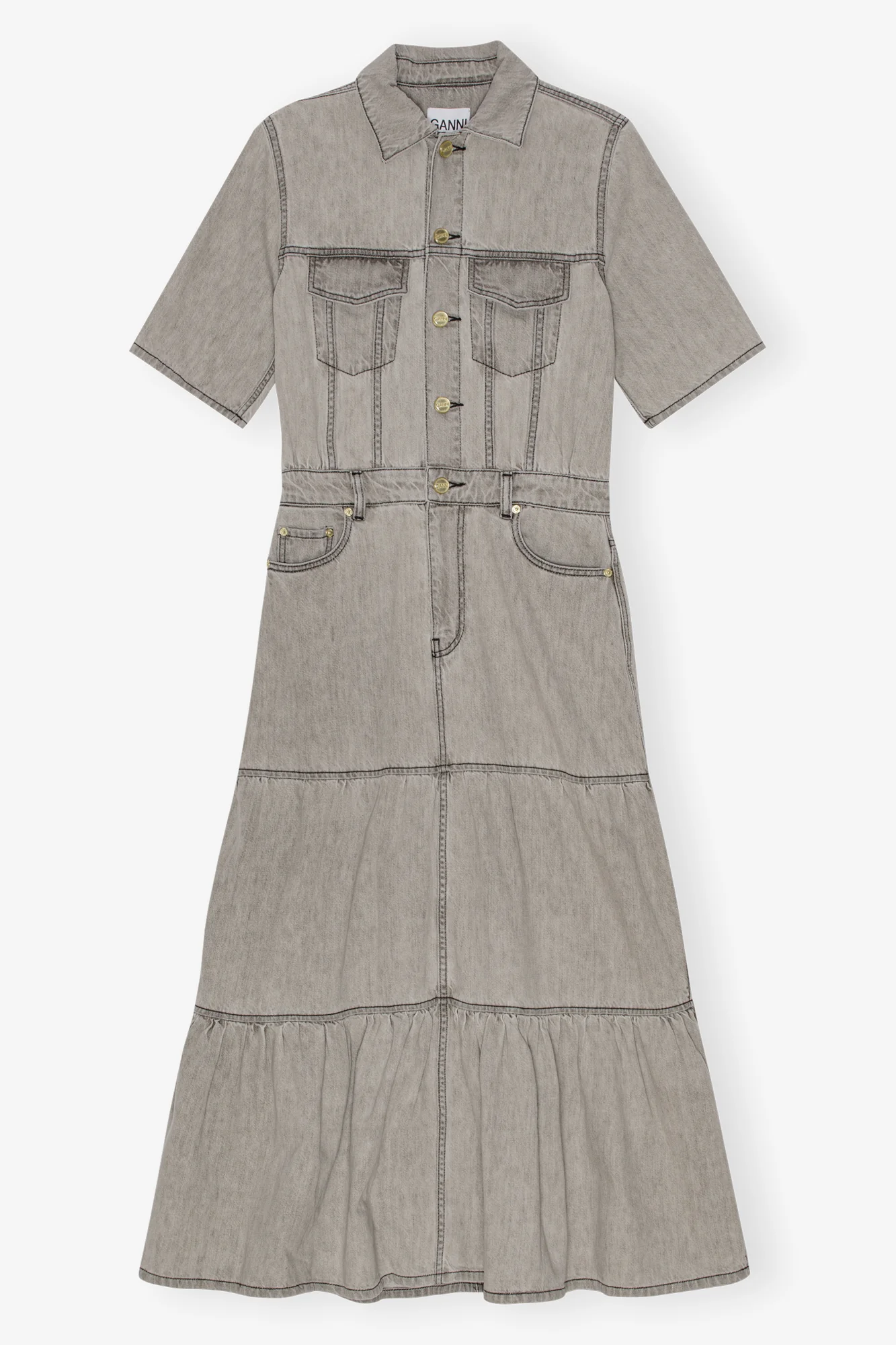 Future Denim Long Dress | Gray Quill