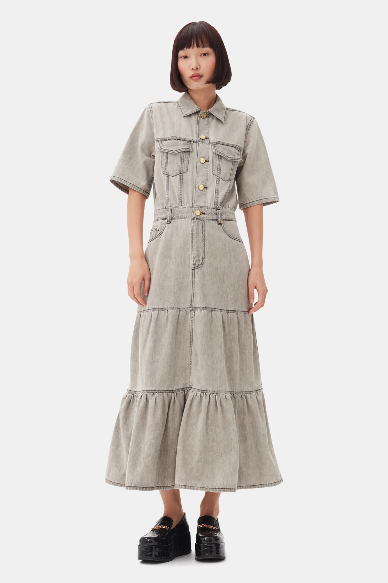 Future Denim Long Dress | Gray Quill - Image 3