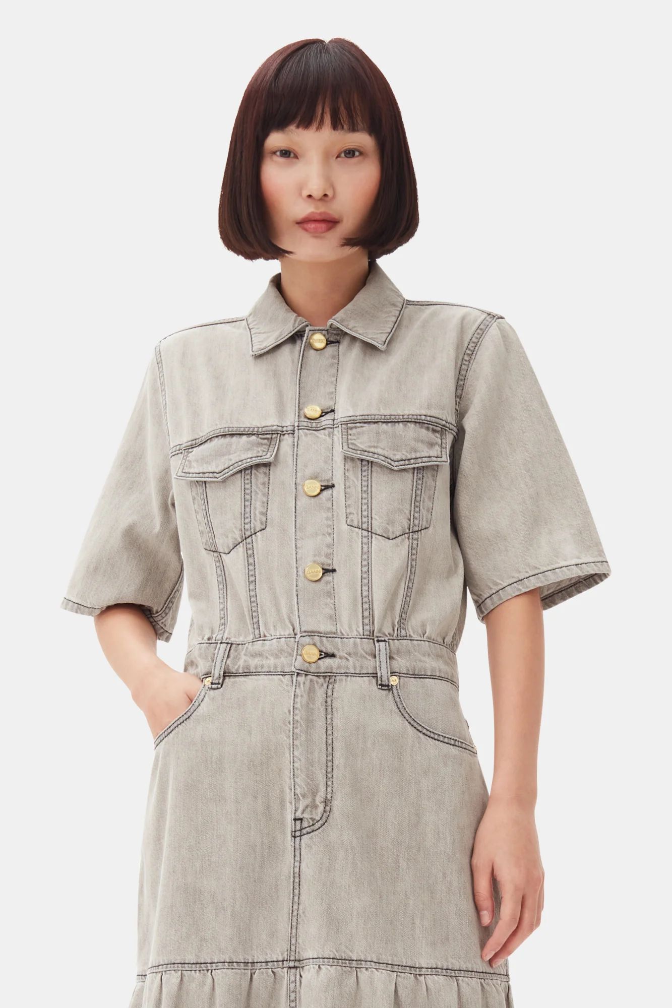 Future Denim Long Dress | Gray Quill - Image 4