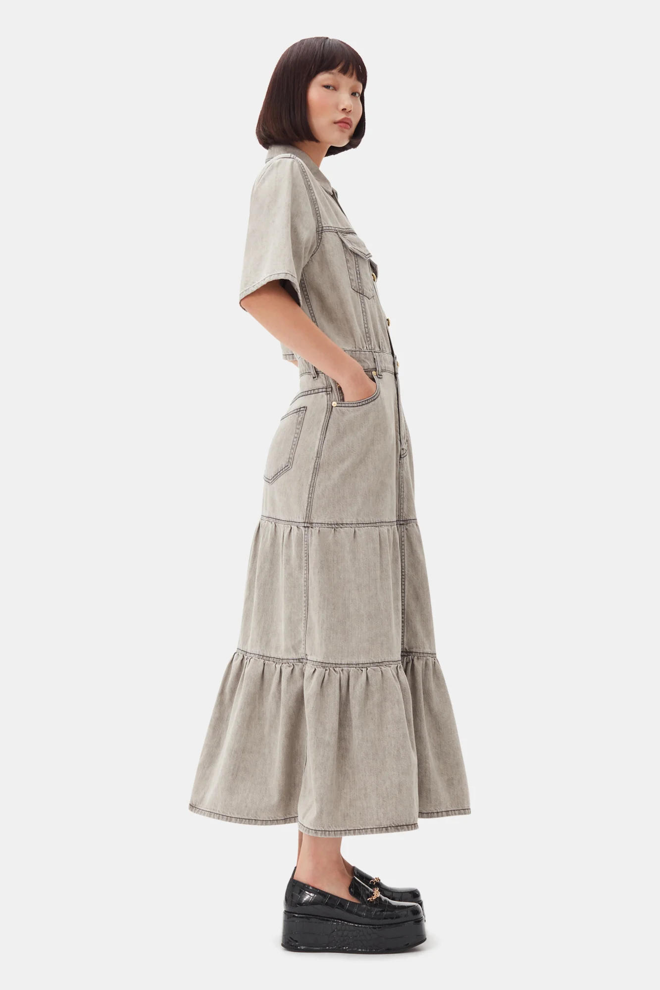 Future Denim Long Dress | Gray Quill - Image 5