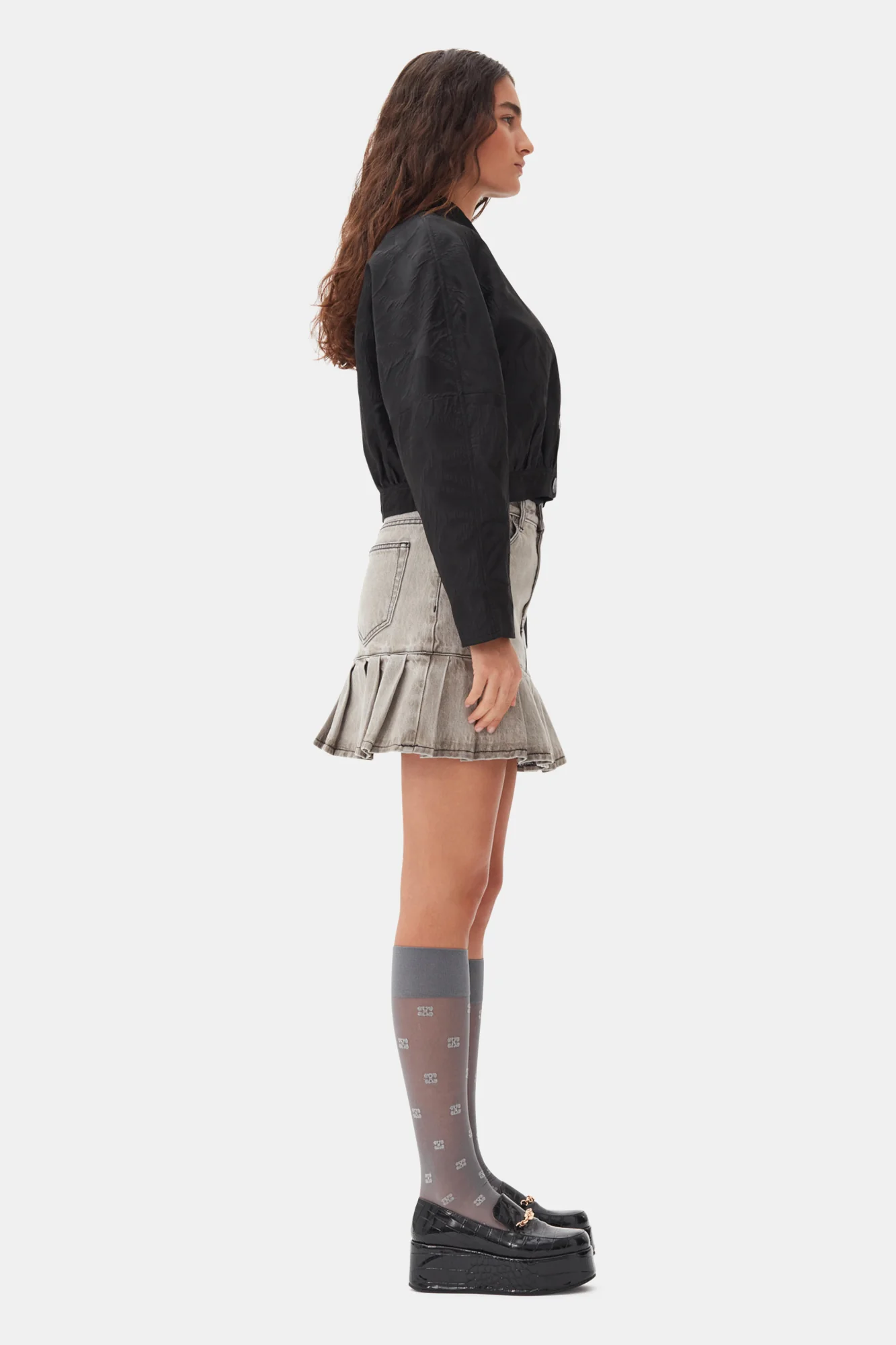 Future Denim Pleated Mini Skirt | Gray Quill - Image 4