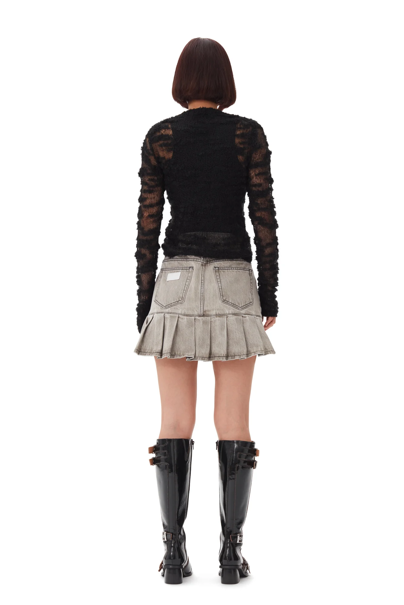 Future Denim Pleated Mini Skirt | Gray Quill - Image 6