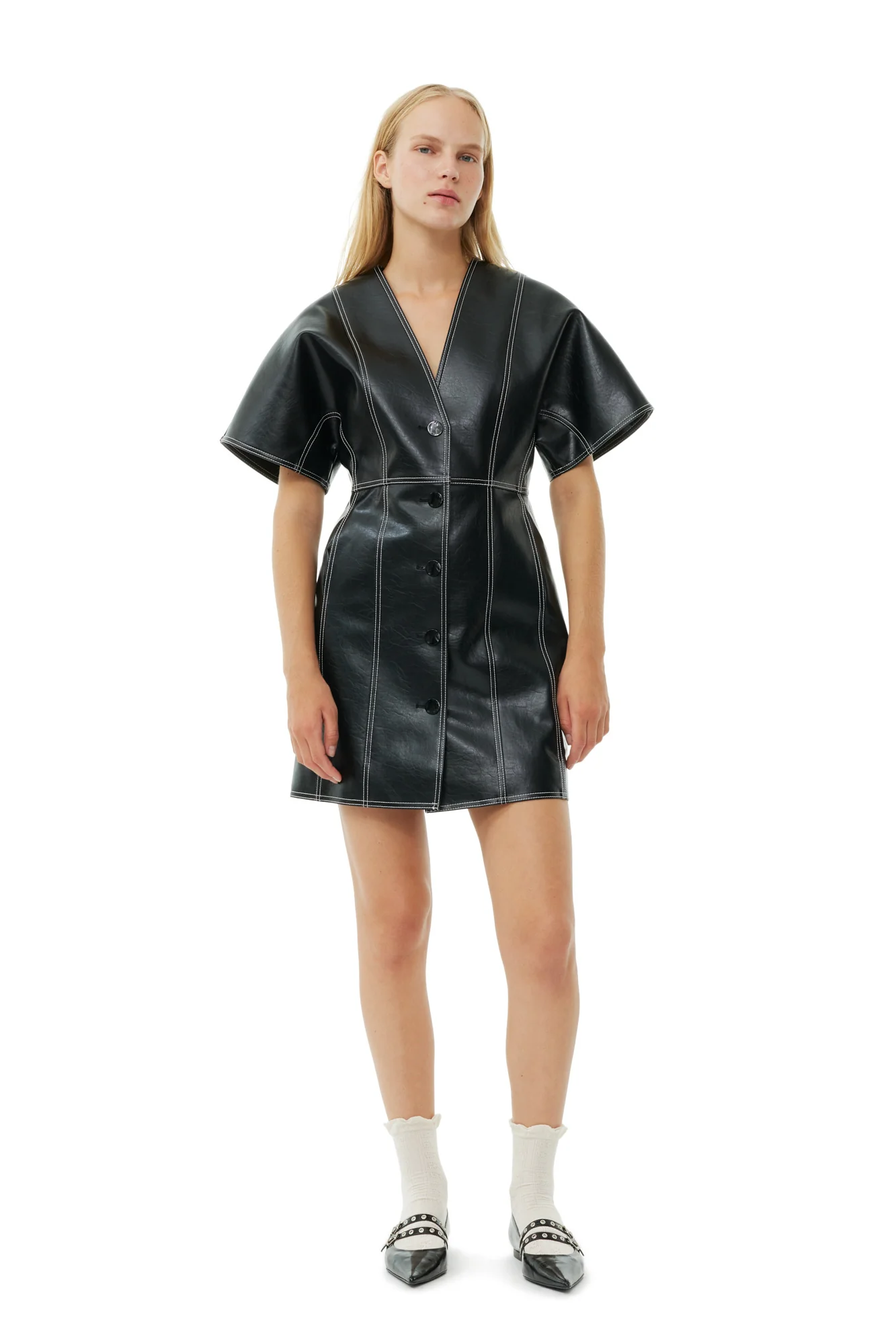 Future Oleatex Fitted Shaped Sleeve Mini Dress | Black