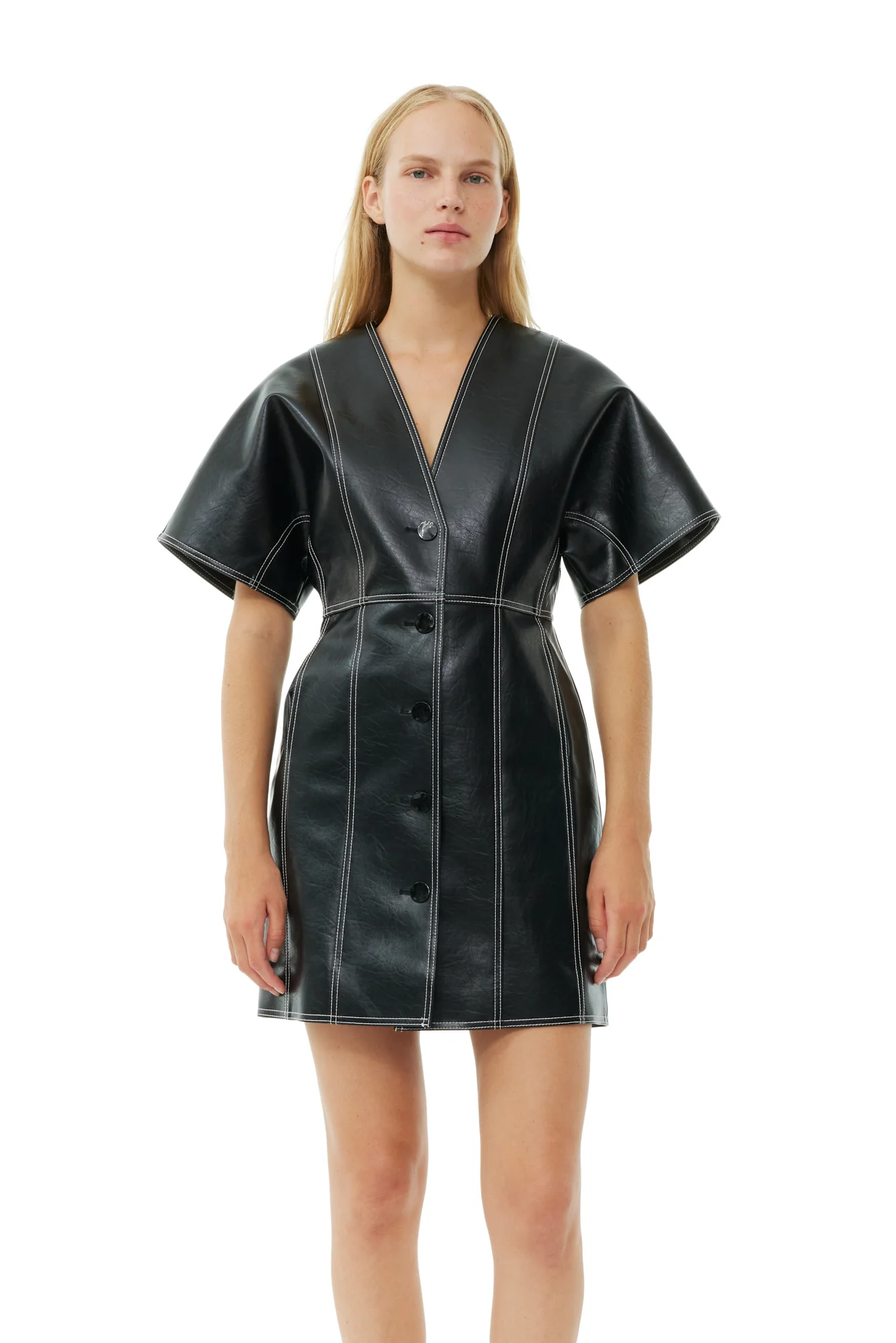 Future Oleatex Fitted Shaped Sleeve Mini Dress | Black - Image 2