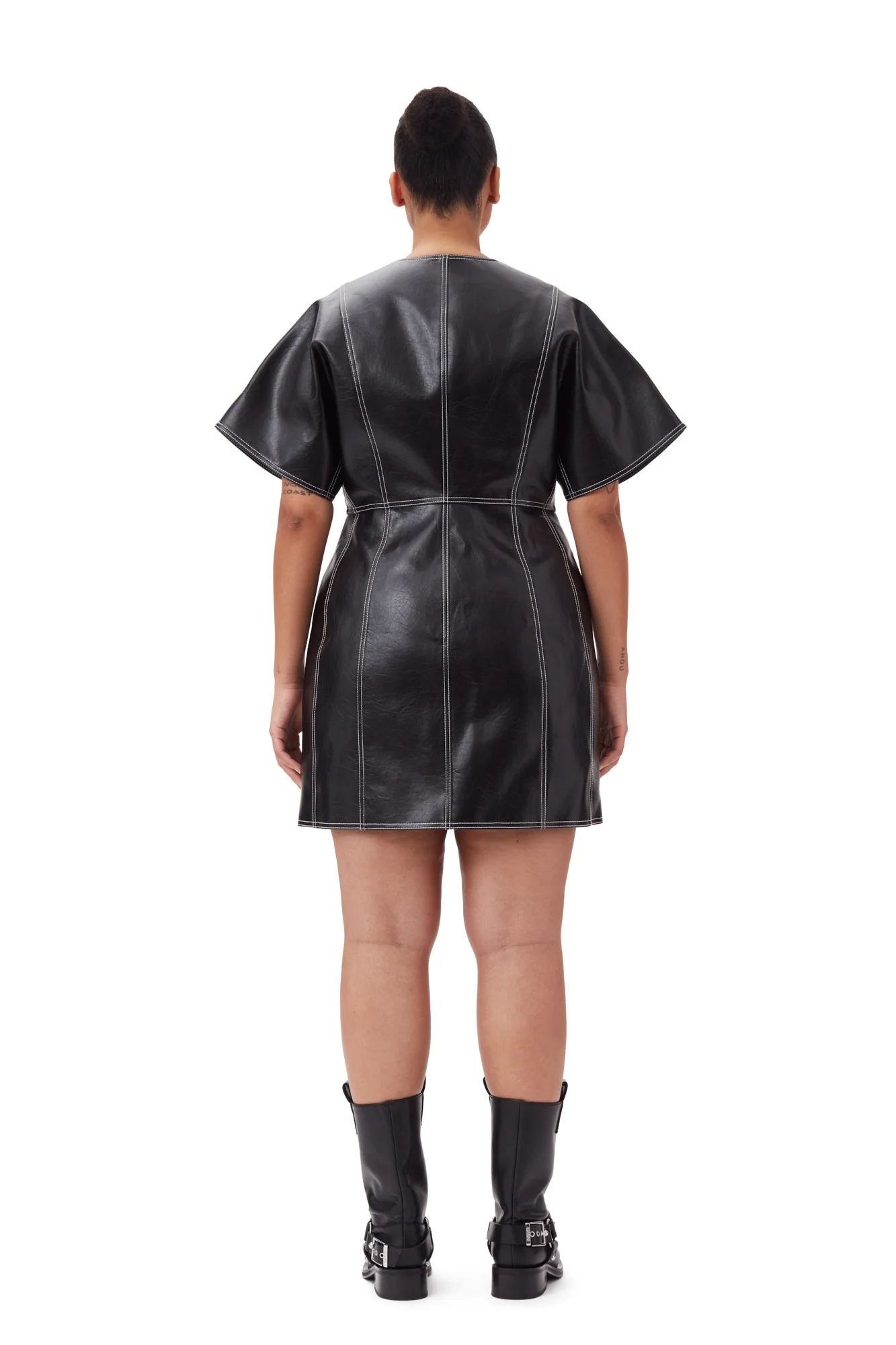 Future Oleatex Fitted Shaped Sleeve Mini Dress | Black - Image 7