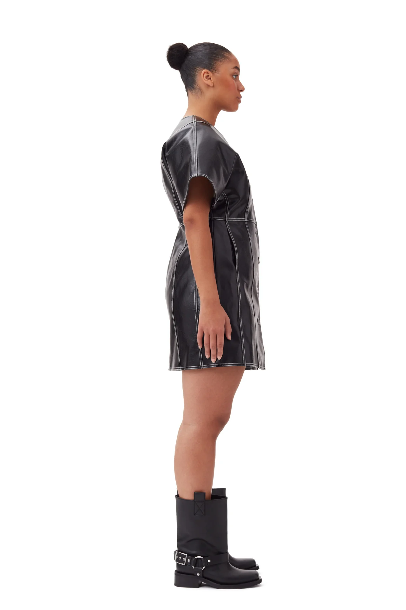 Future Oleatex Fitted Shaped Sleeve Mini Dress | Black - Image 8