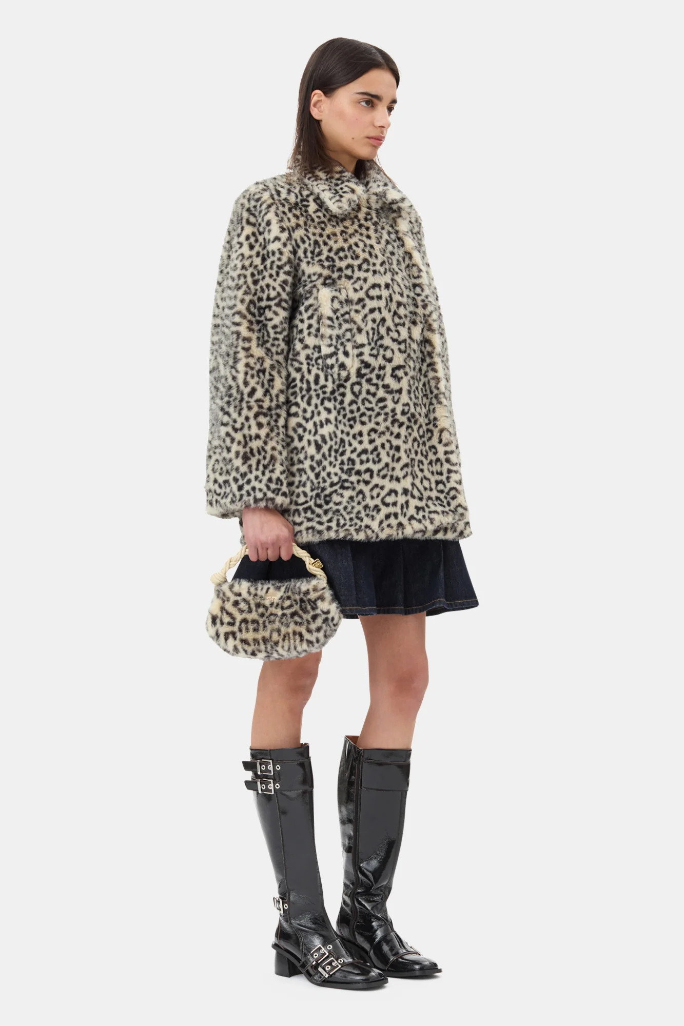 Ganni Bou Bag Mini Fur Print | Leopard - Image 4