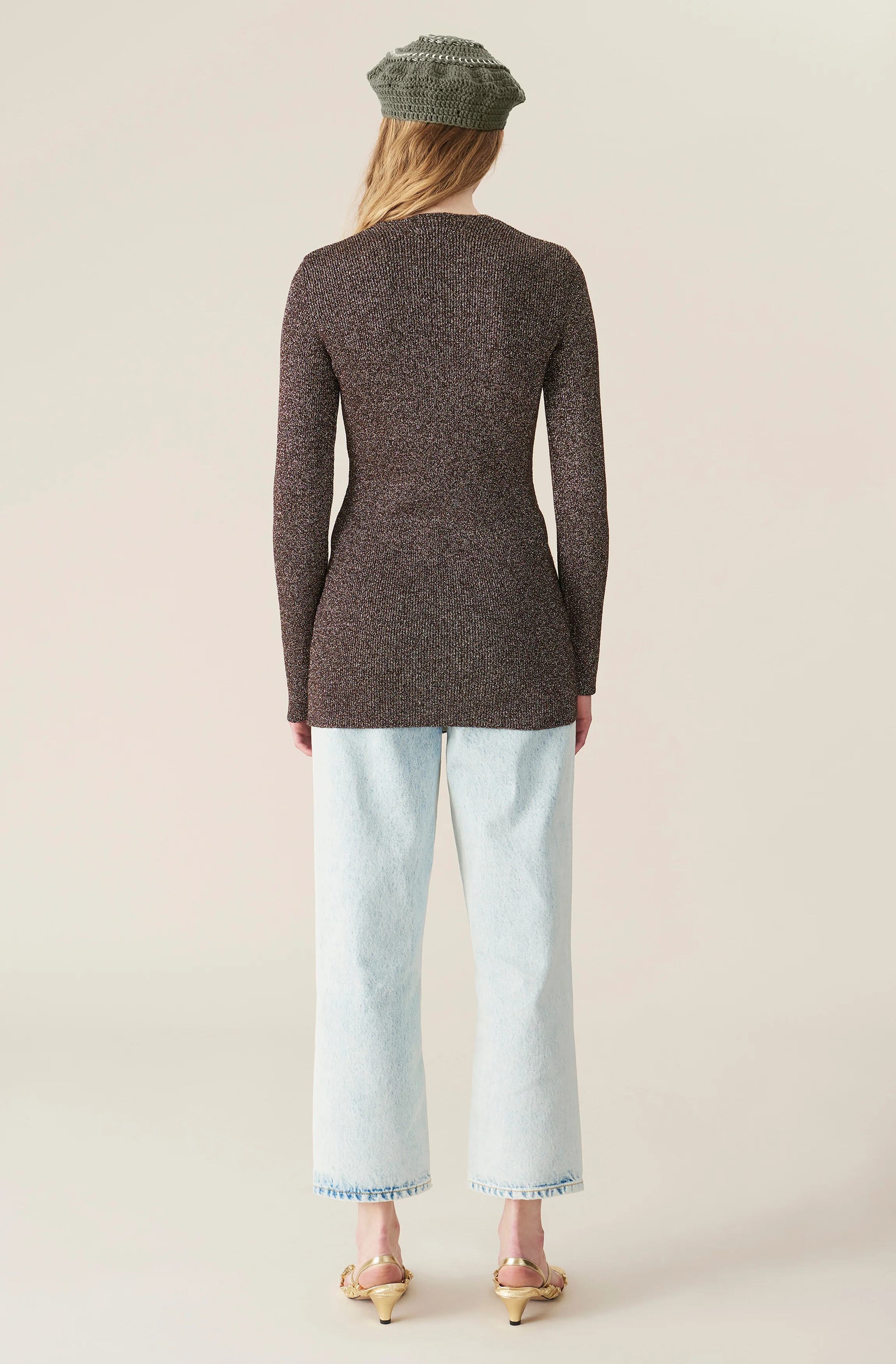 Glitter Knit Fitted Blouse | Mole - Image 4