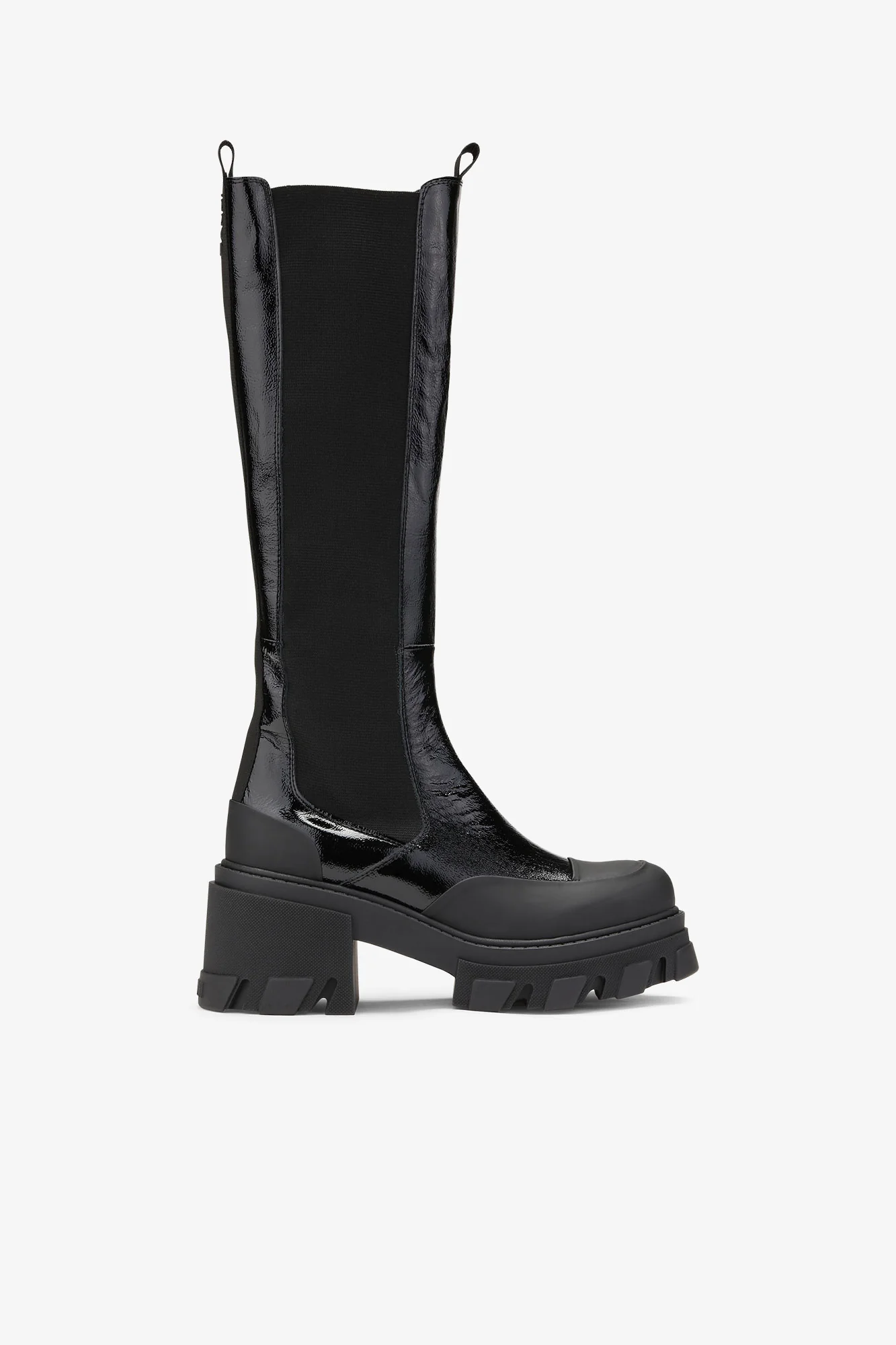 Glossy Cleated Chelsea Boots | Black - Image 2