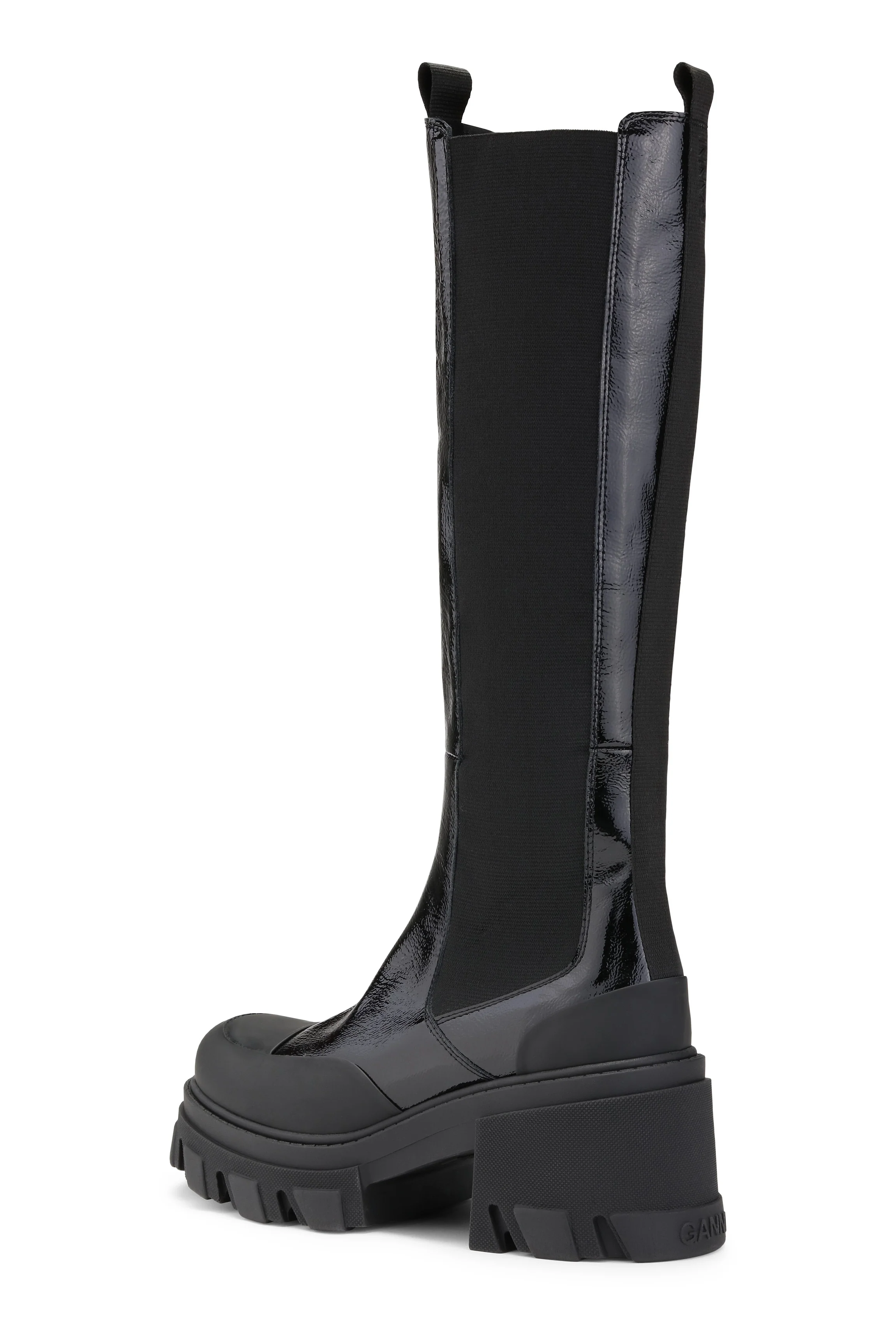Glossy Cleated Chelsea Boots | Black - Image 3