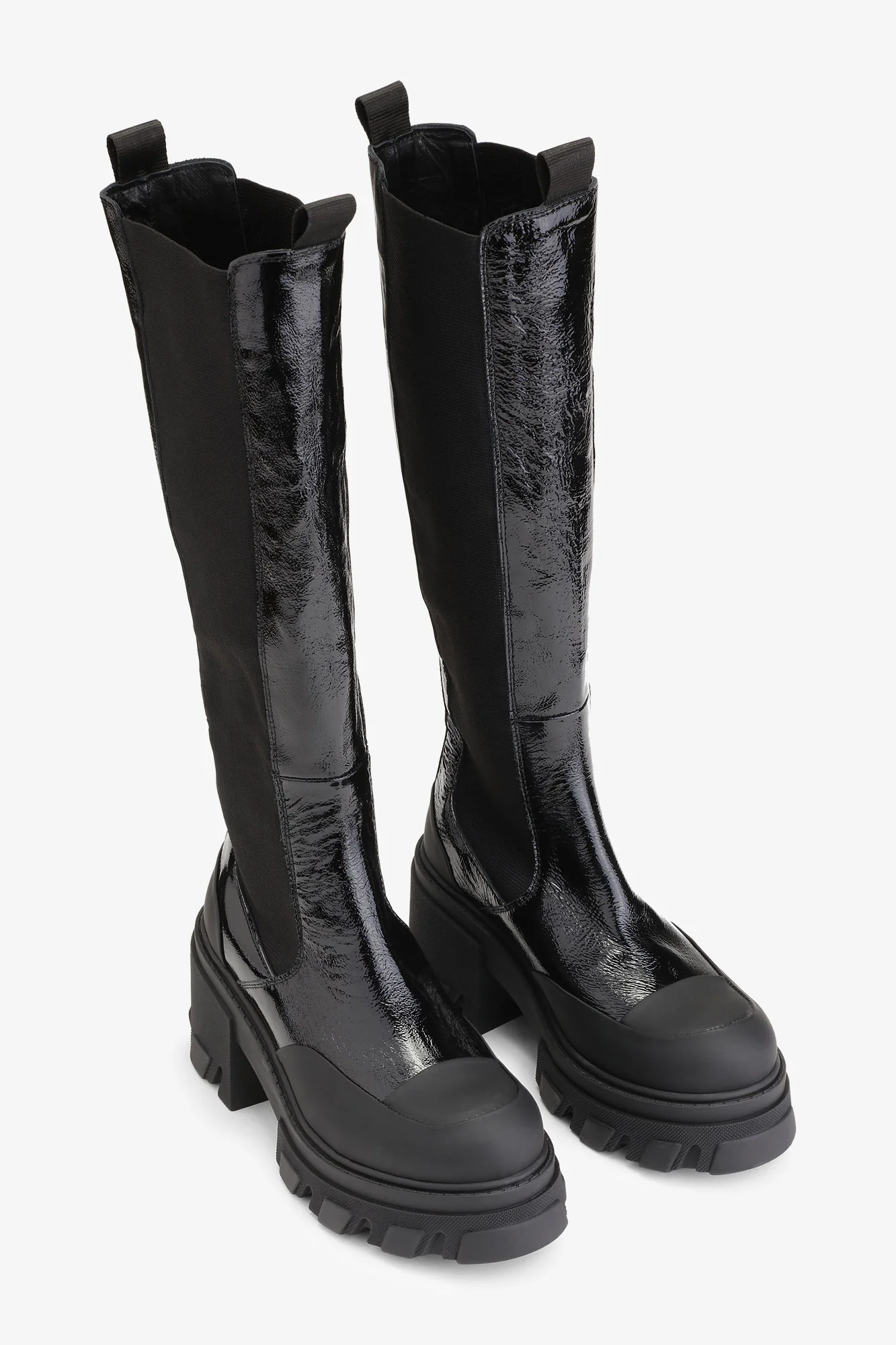 Glossy Cleated Chelsea Boots | Black - Image 4