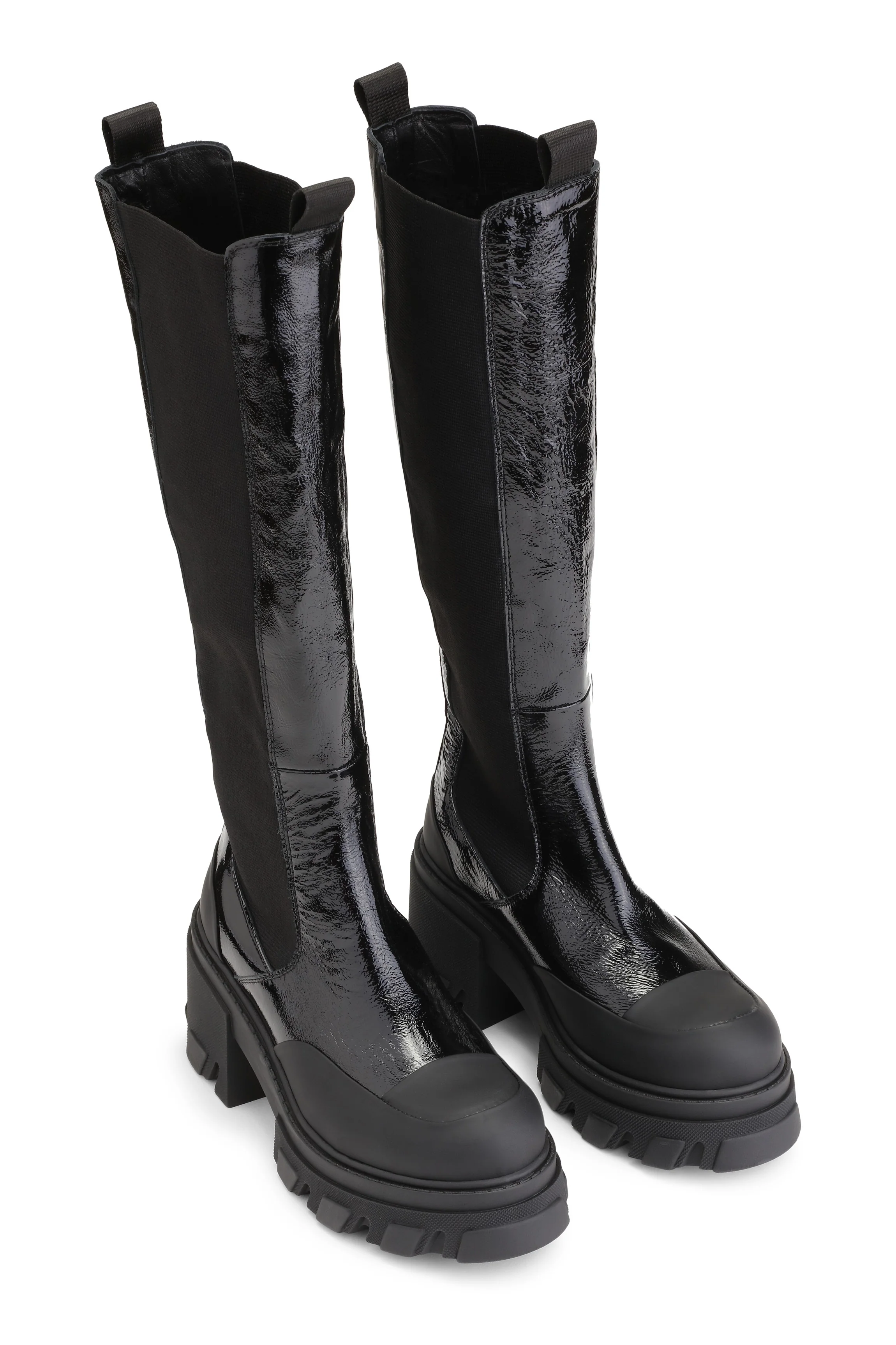 Glossy Cleated Chelsea Boots | Black - Image 5