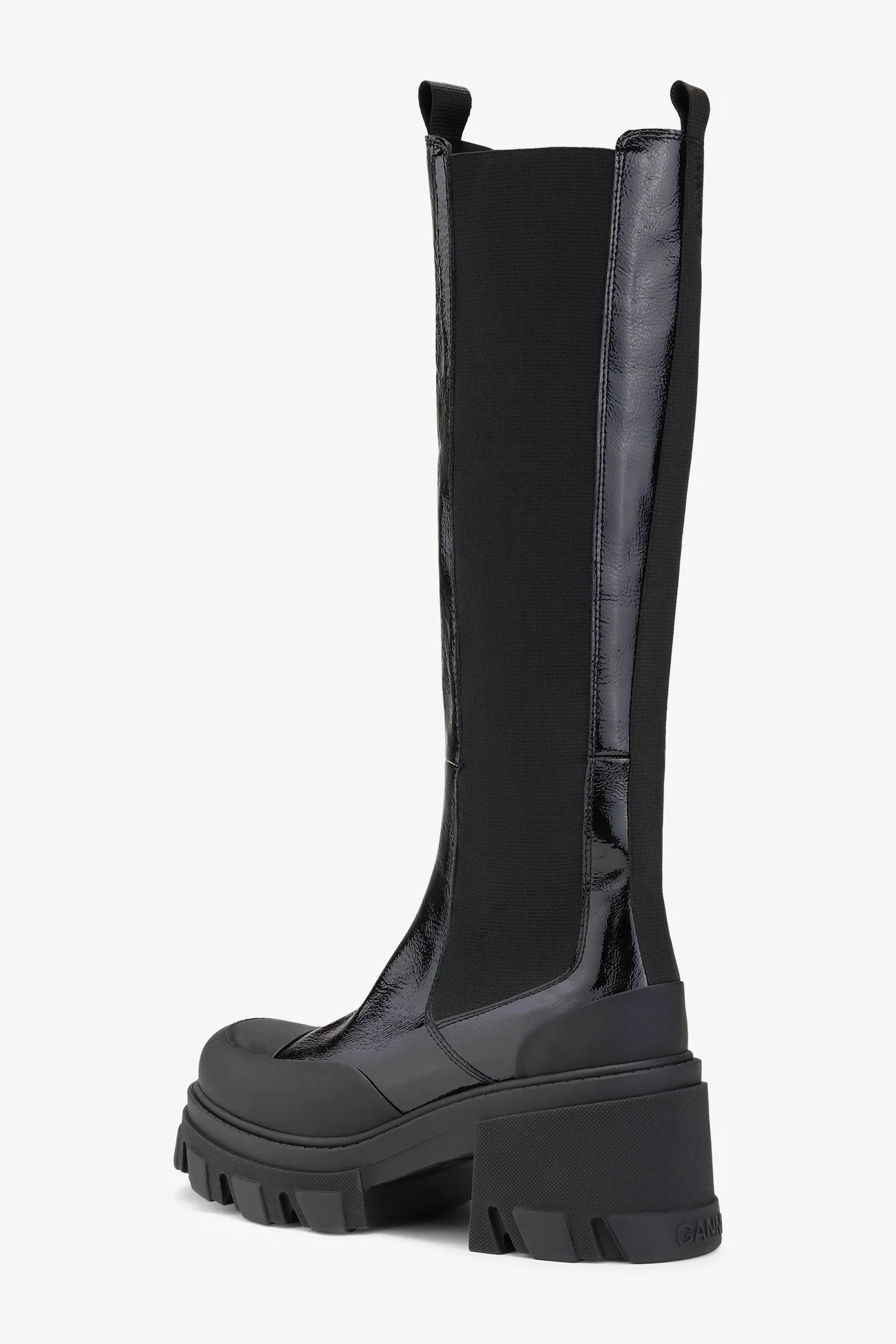 Glossy Cleated Chelsea Boots | Black - Image 6
