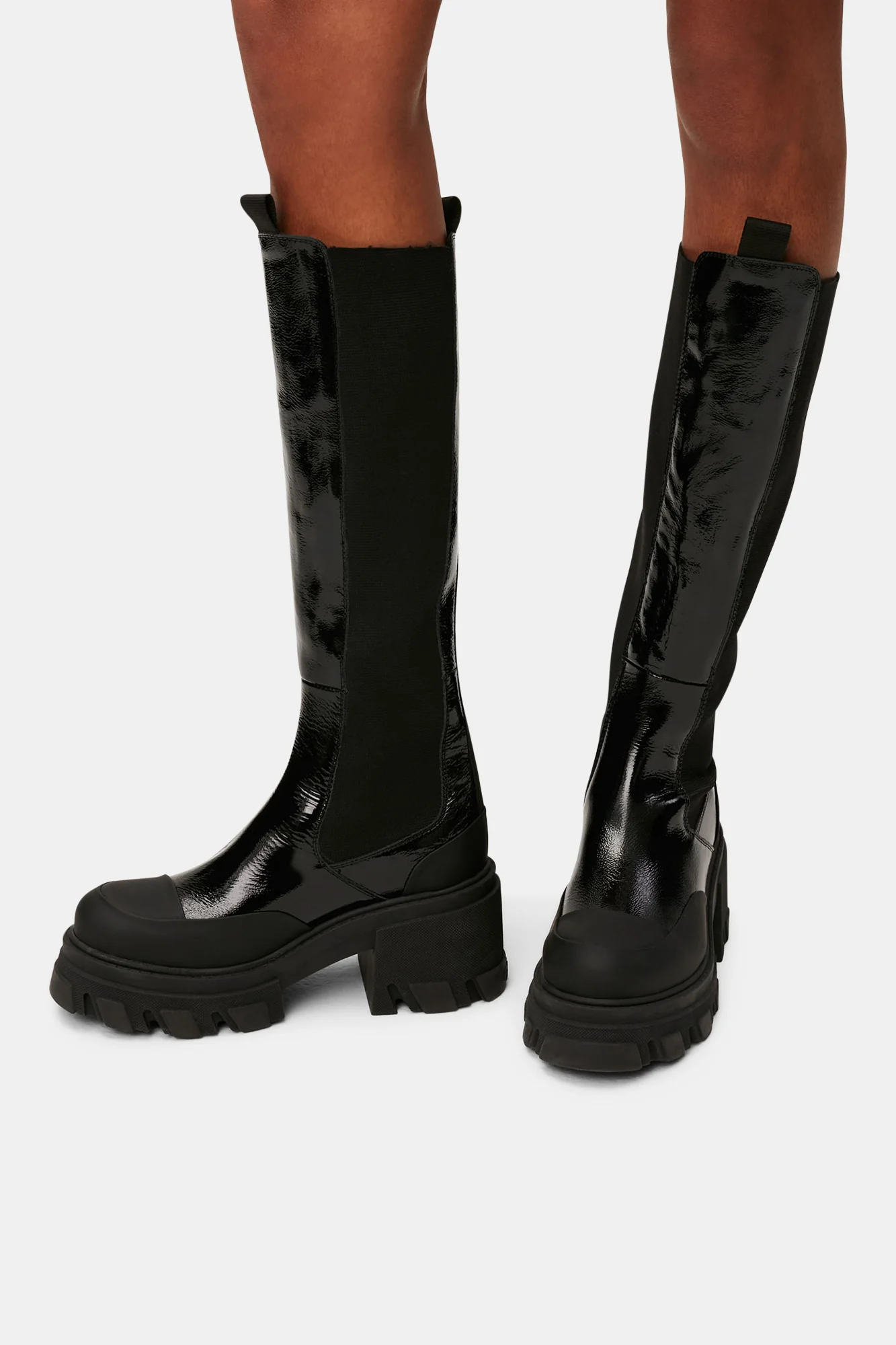 Glossy Cleated Chelsea Boots | Black - Image 7