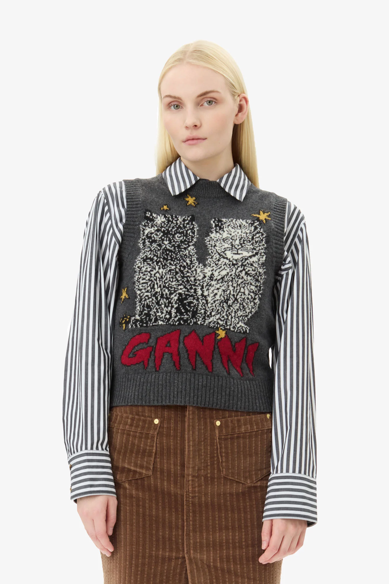 Graphic Cats Vest | Gray Quill - Image 3