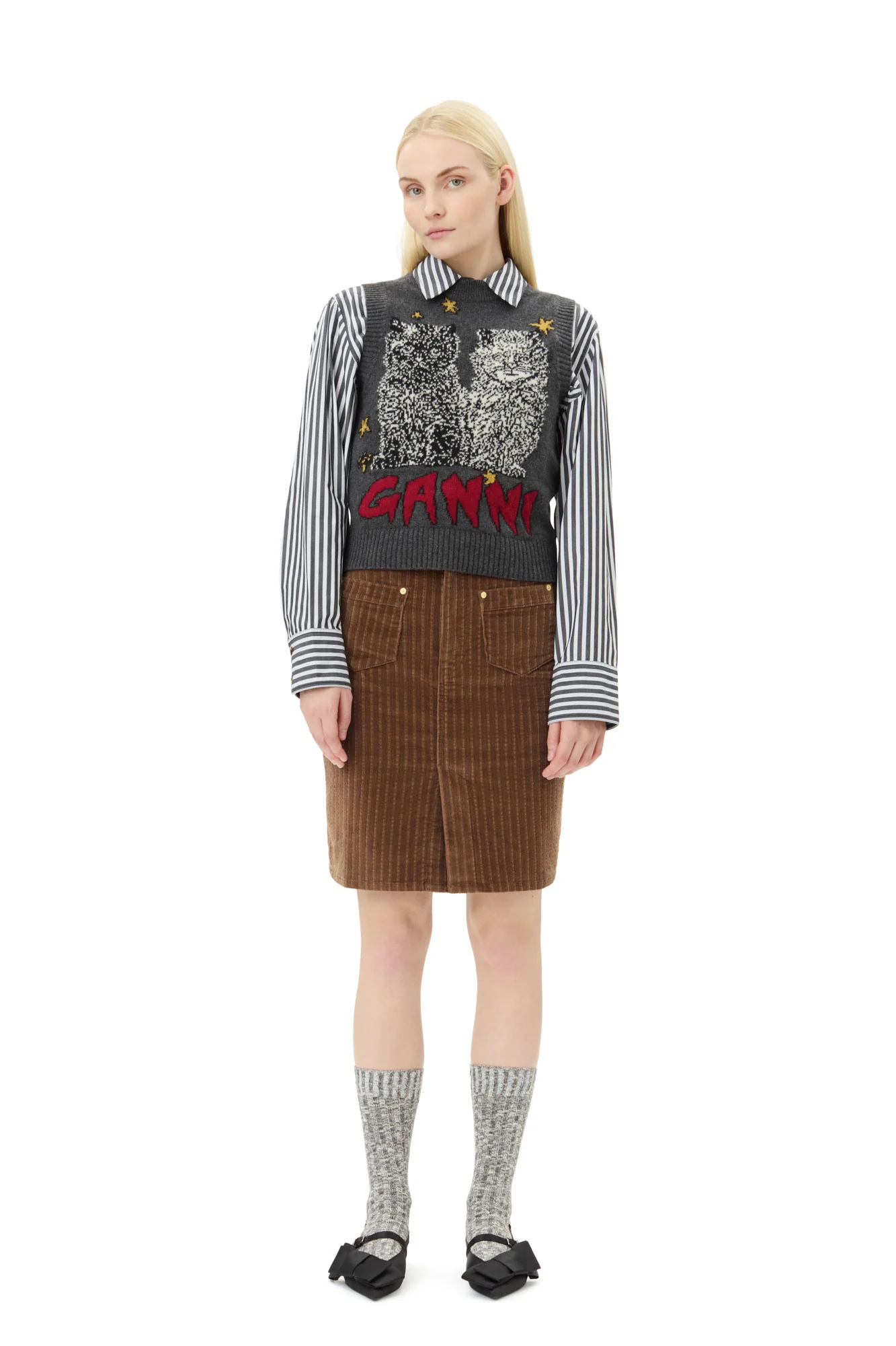 Graphic Cats Vest | Gray Quill - Image 4