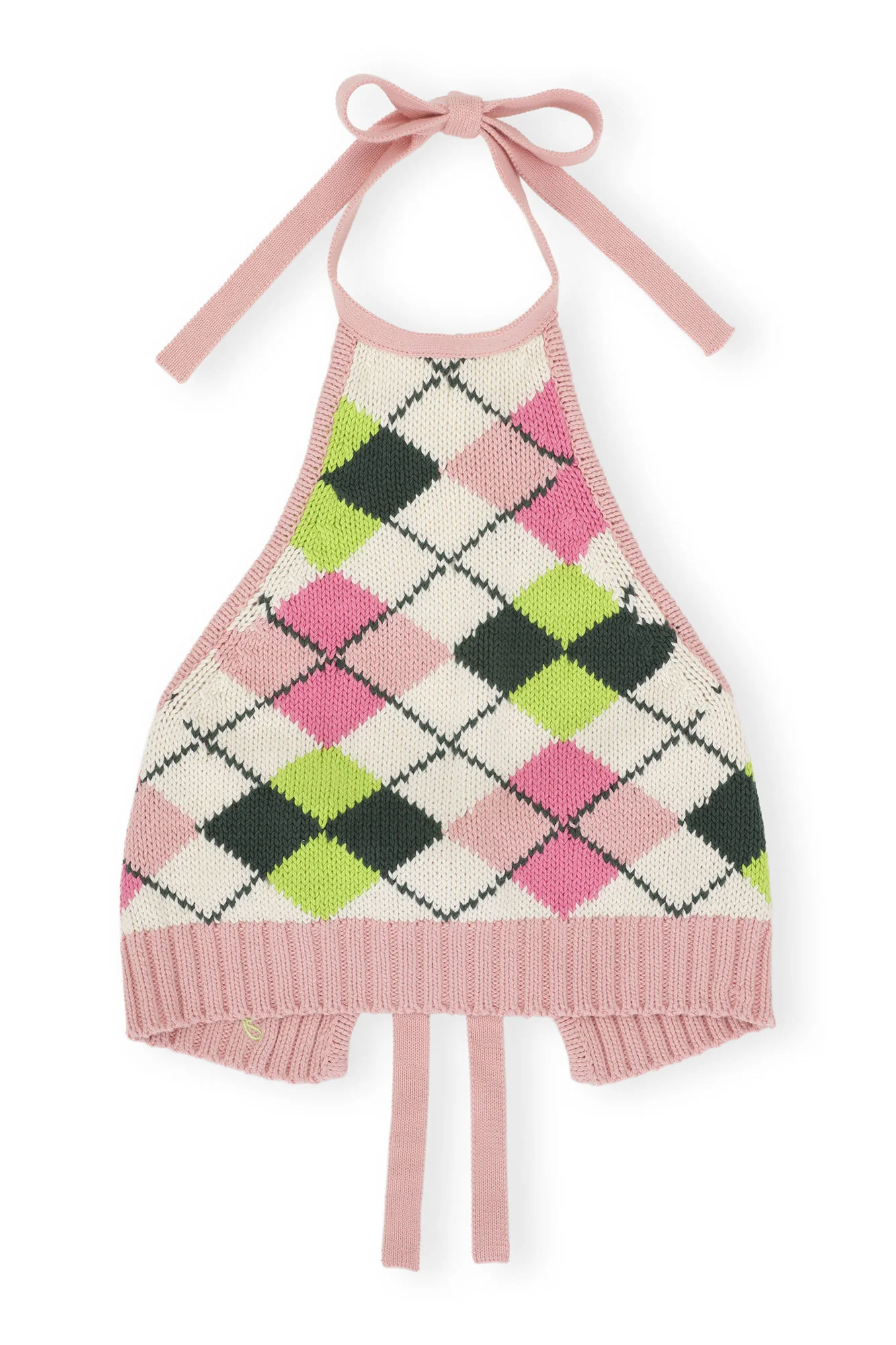 Graphic Cotton Halterneck Top | Multicolor