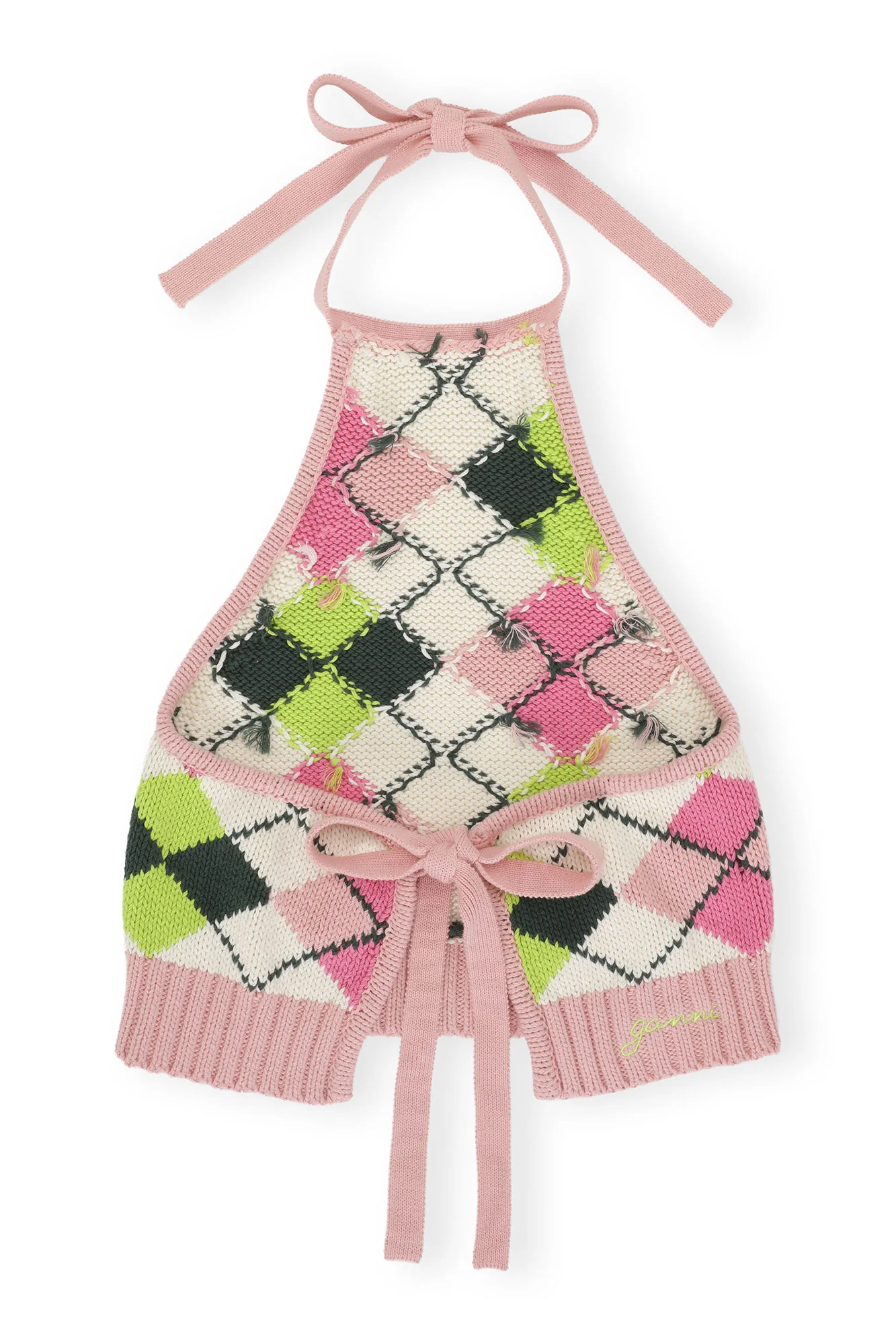 Graphic Cotton Halterneck Top | Multicolor - Image 2
