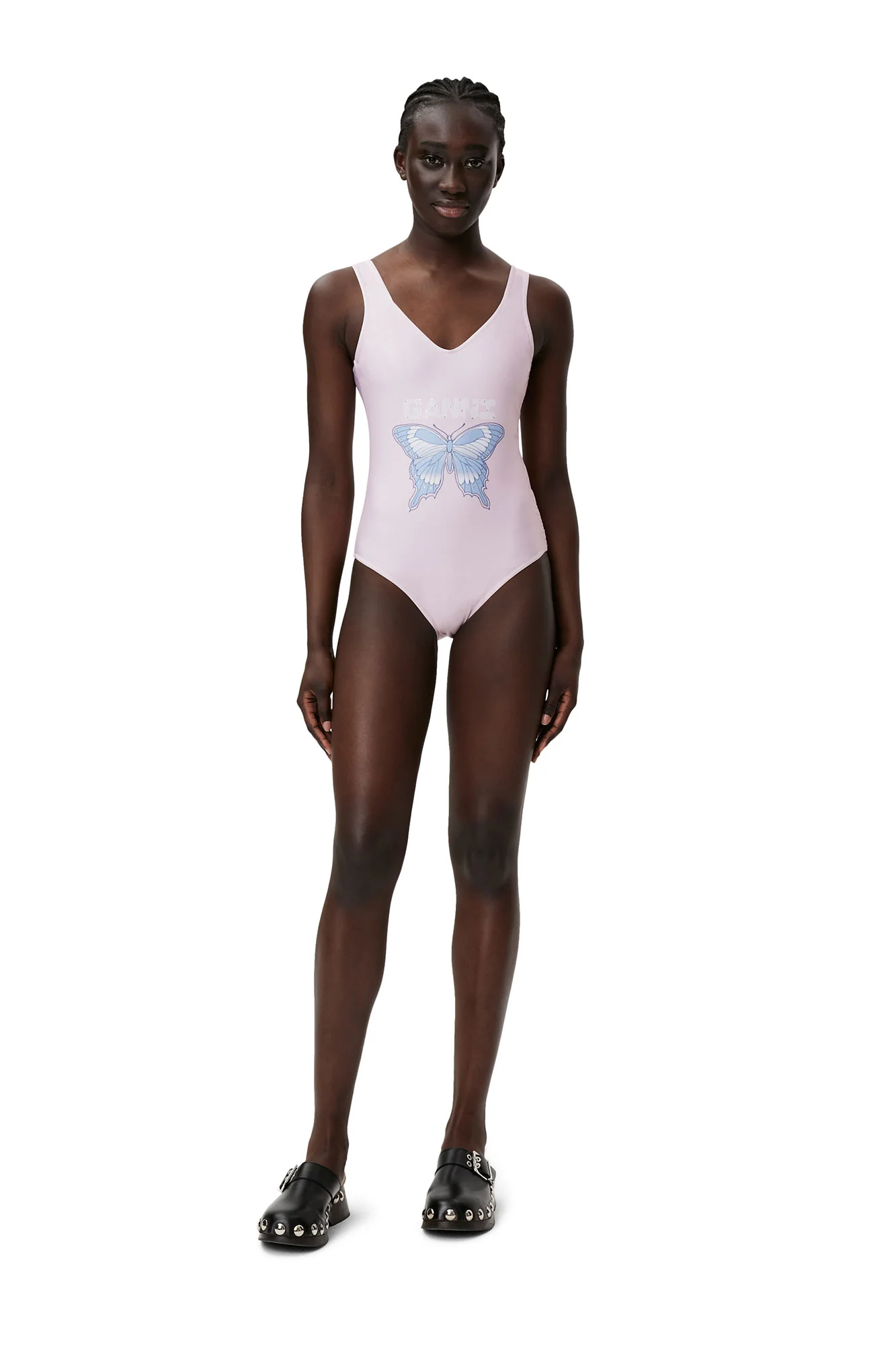 Graphic Deep Cut Swimsuit | Light Lilac - Image 2