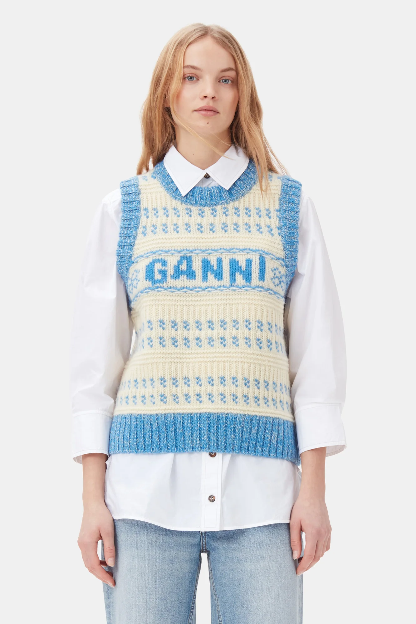 Graphic O-neck Vest | Strong Blue - Image 3