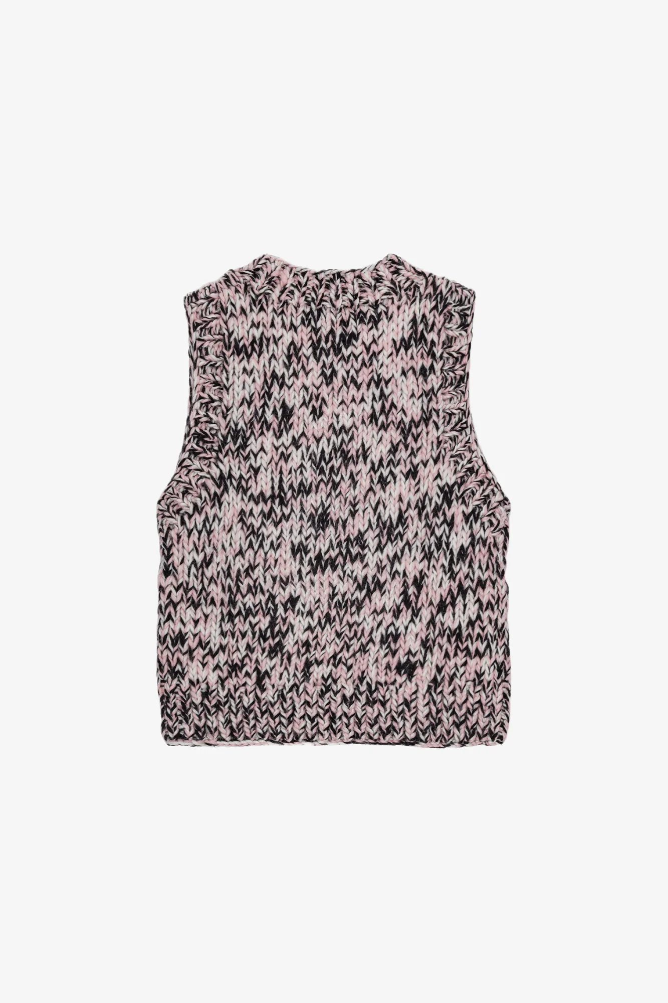Graphic Wool Handknit Vest | Chalk Pink - Image 2