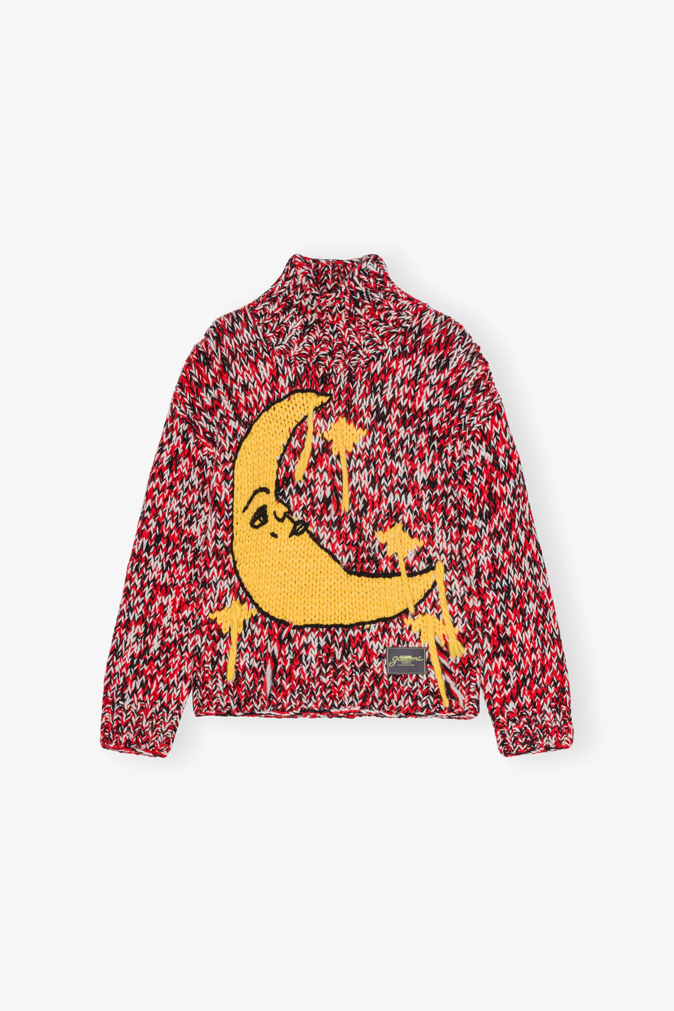 Handknit High Neck Jumper | Racing Red