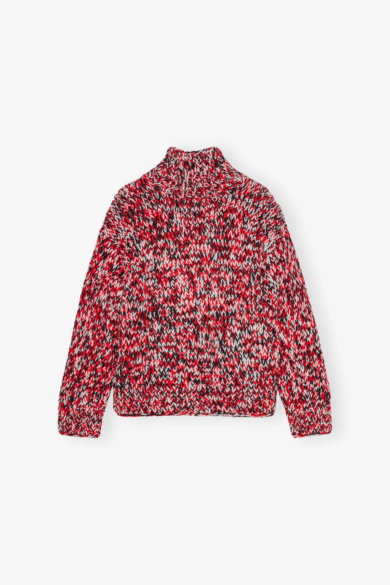 Handknit High Neck Jumper | Racing Red - Image 2