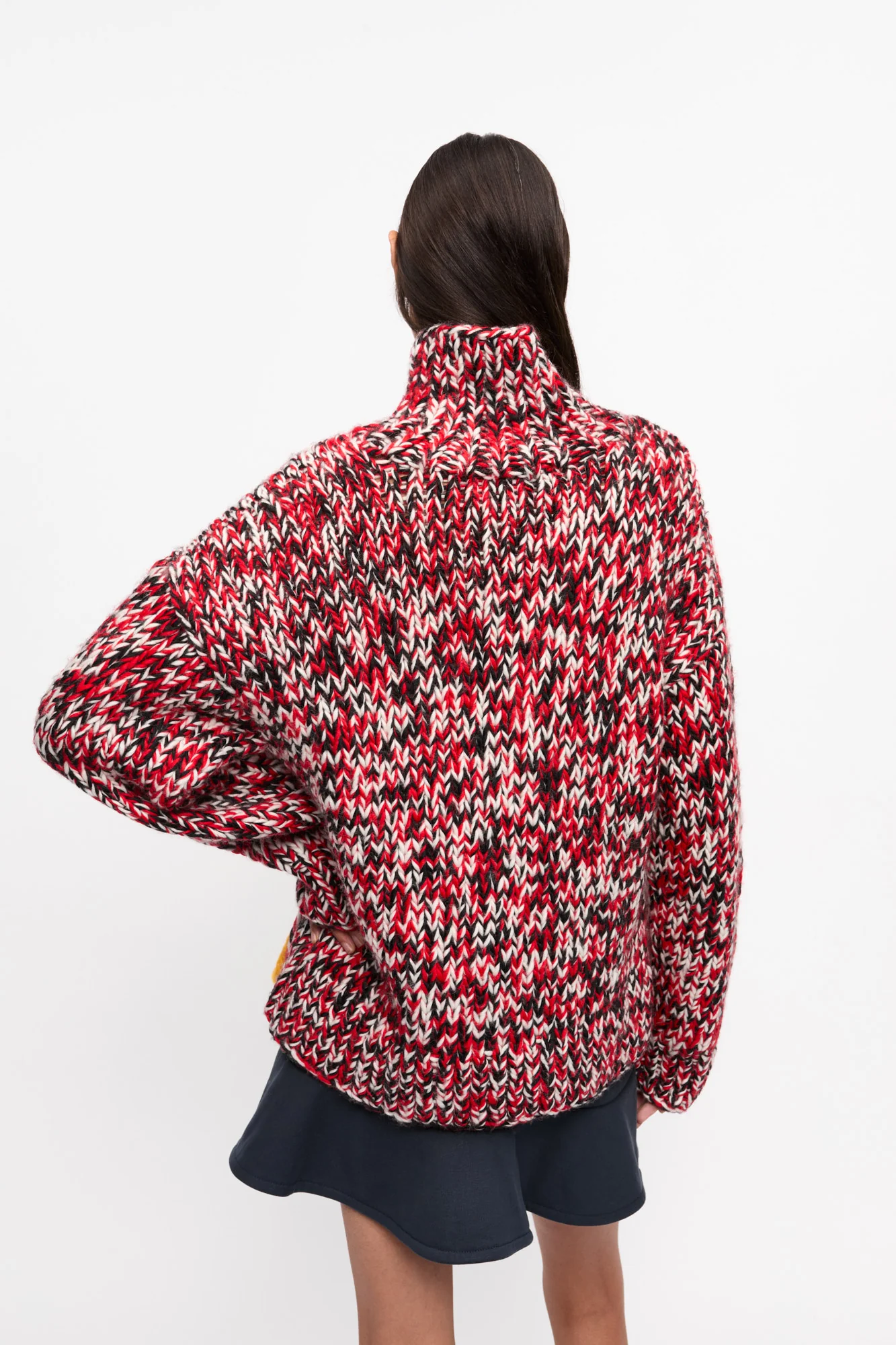 Handknit High Neck Jumper | Racing Red - Image 4