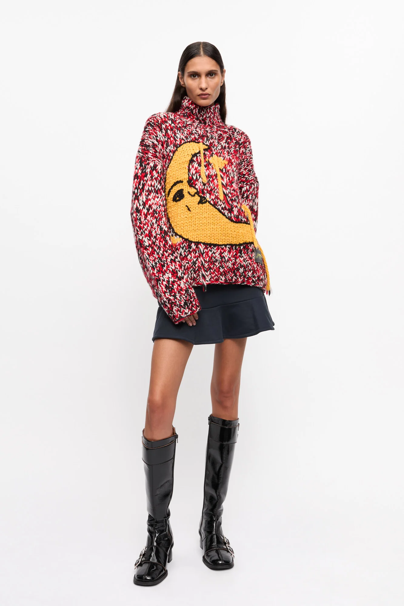 Handknit High Neck Jumper | Racing Red - Image 5