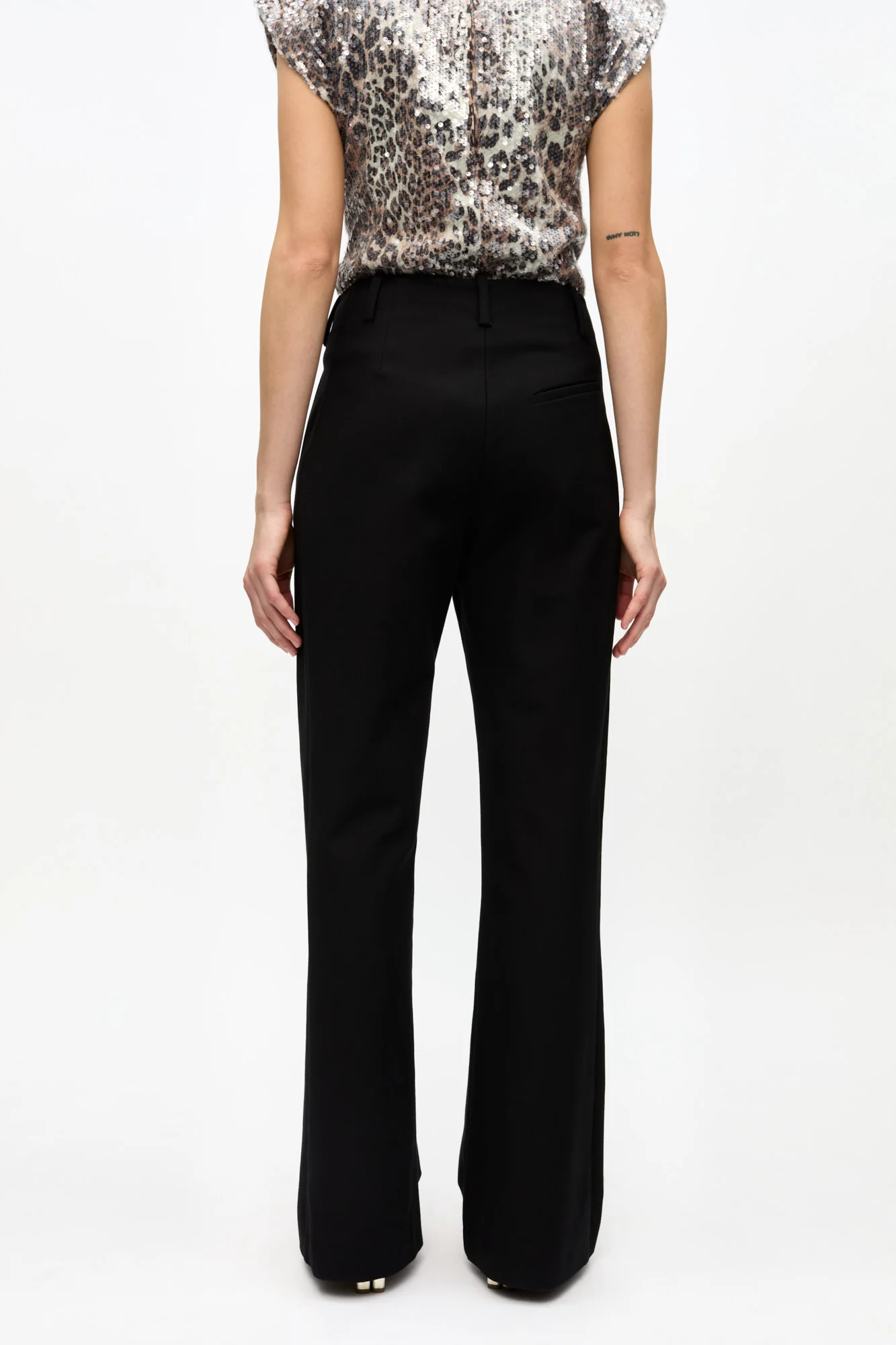Heavy Cotton Tailoring Flared Trousers | Black - Image 5