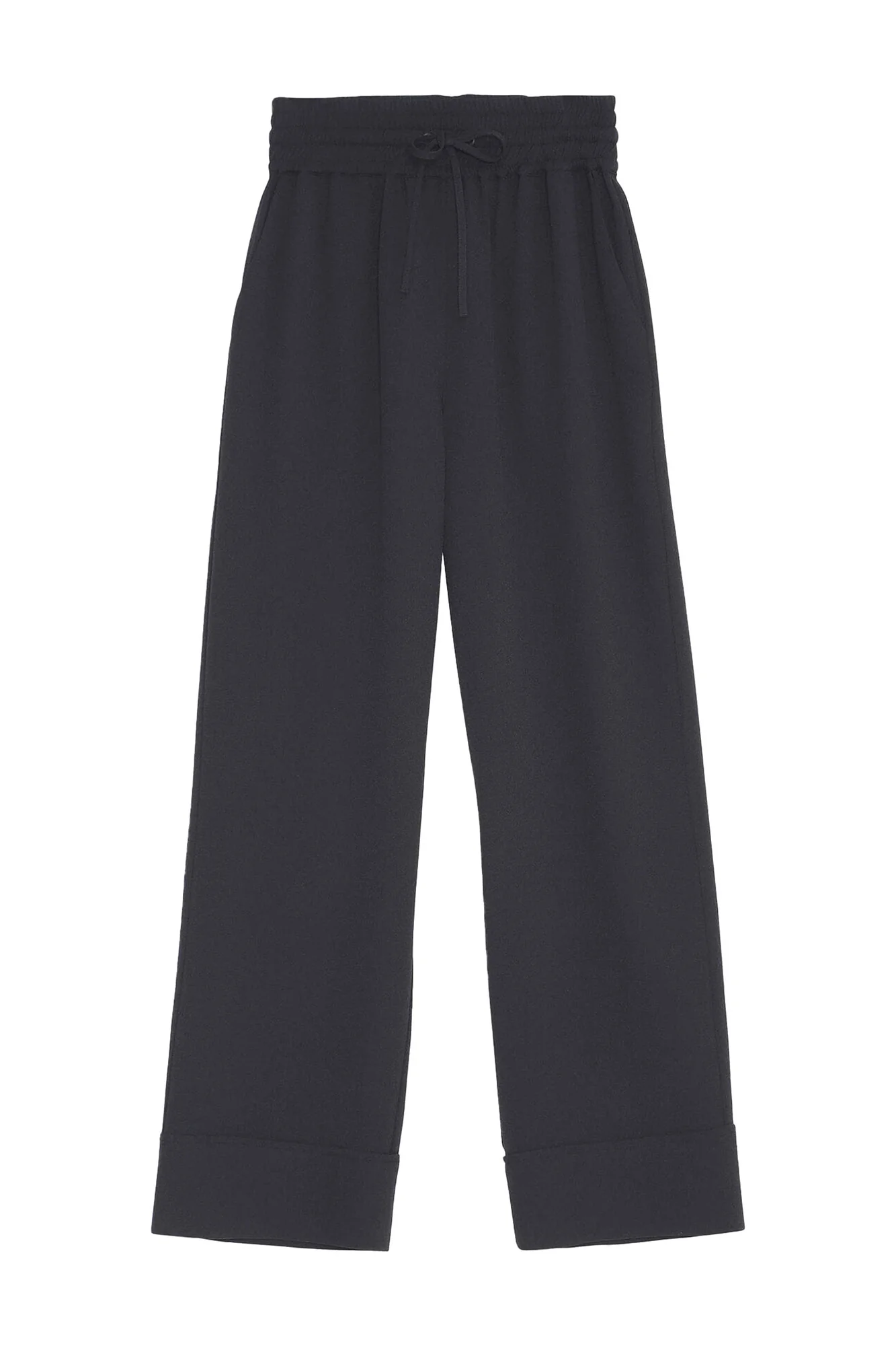 Heavy Crepe Wide-Leg Trousers | Black