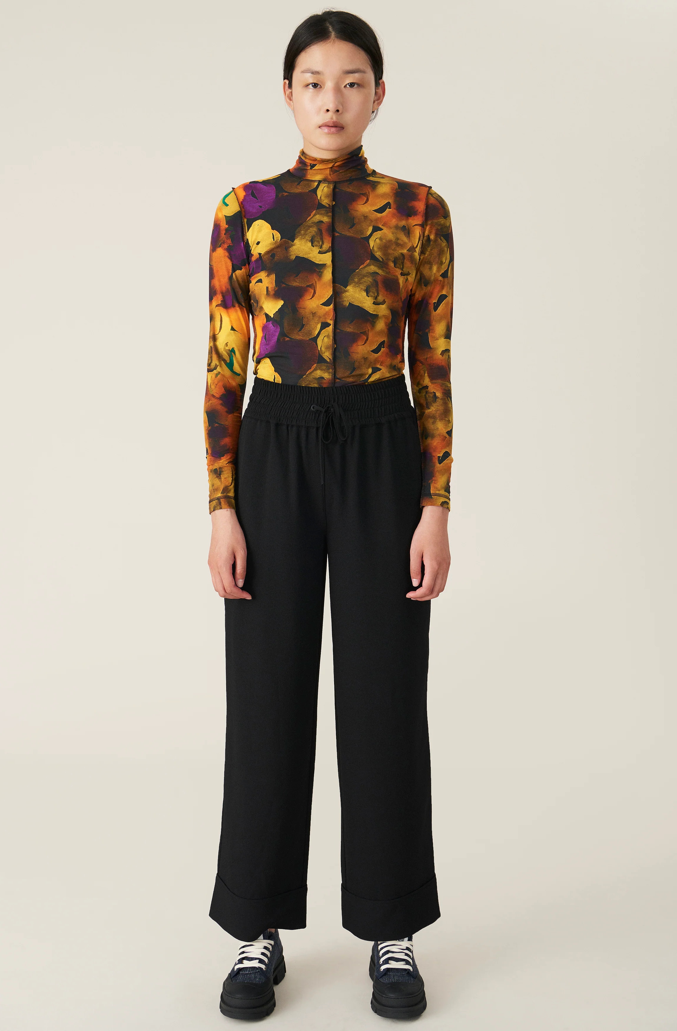 Heavy Crepe Wide-Leg Trousers | Black - Image 2
