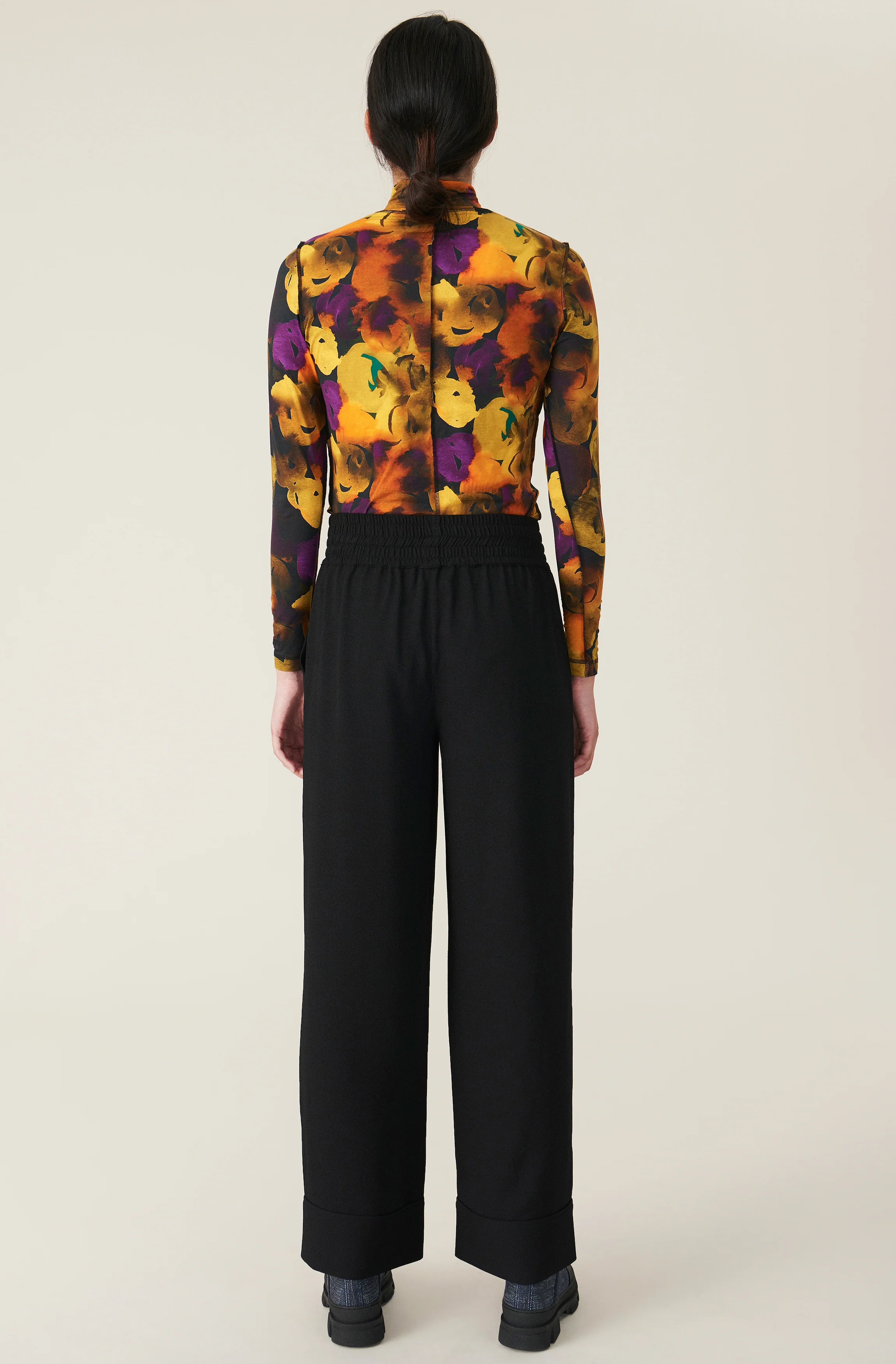 Heavy Crepe Wide-Leg Trousers | Black - Image 3