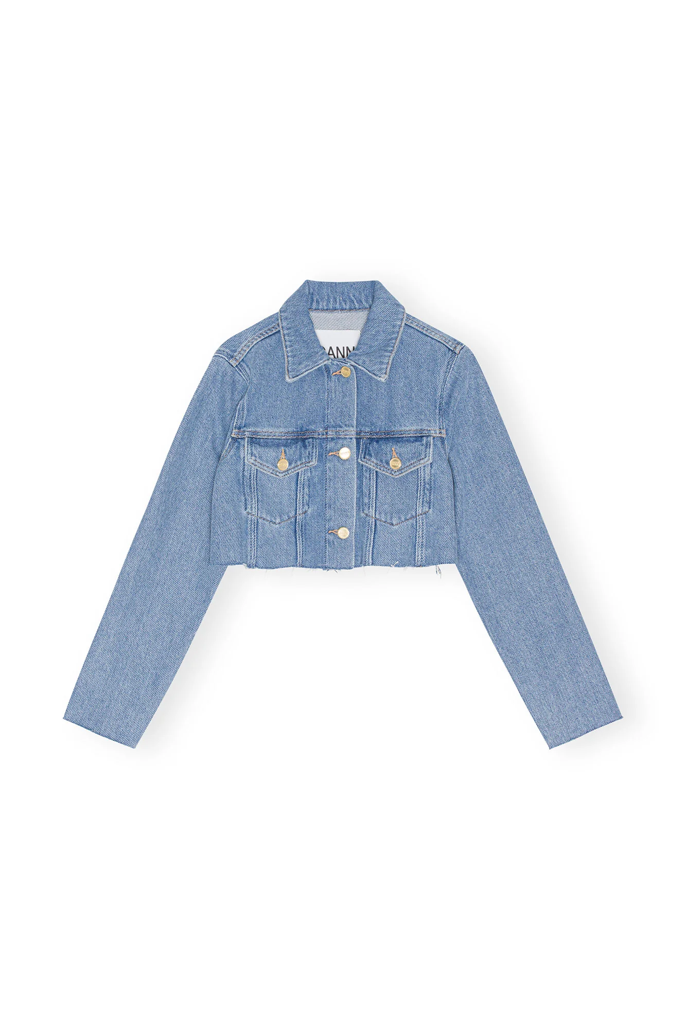 Heavy Denim Cropped Trucker Jacket | Light Blue Stone