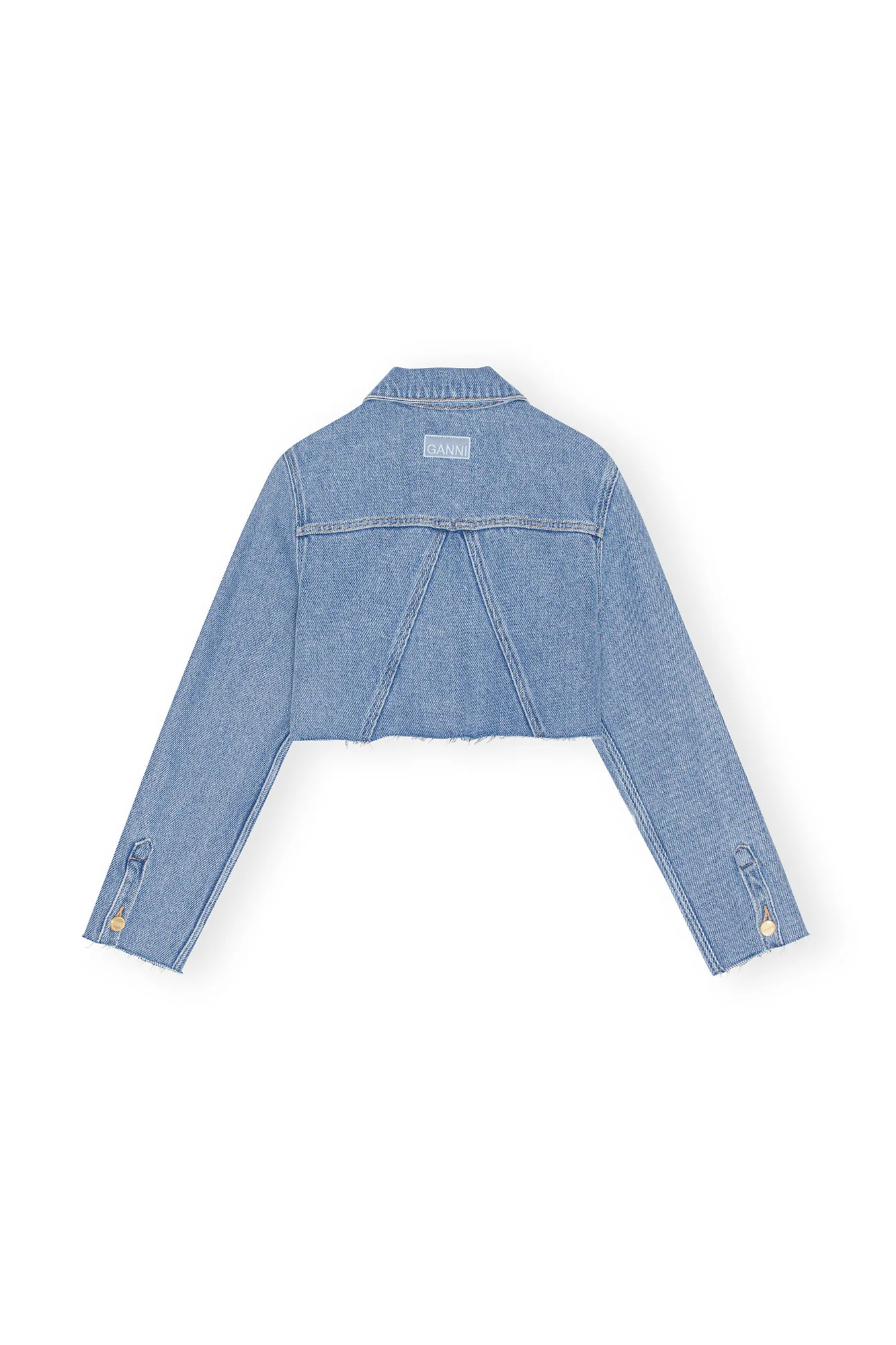 Heavy Denim Cropped Trucker Jacket | Light Blue Stone - Image 2