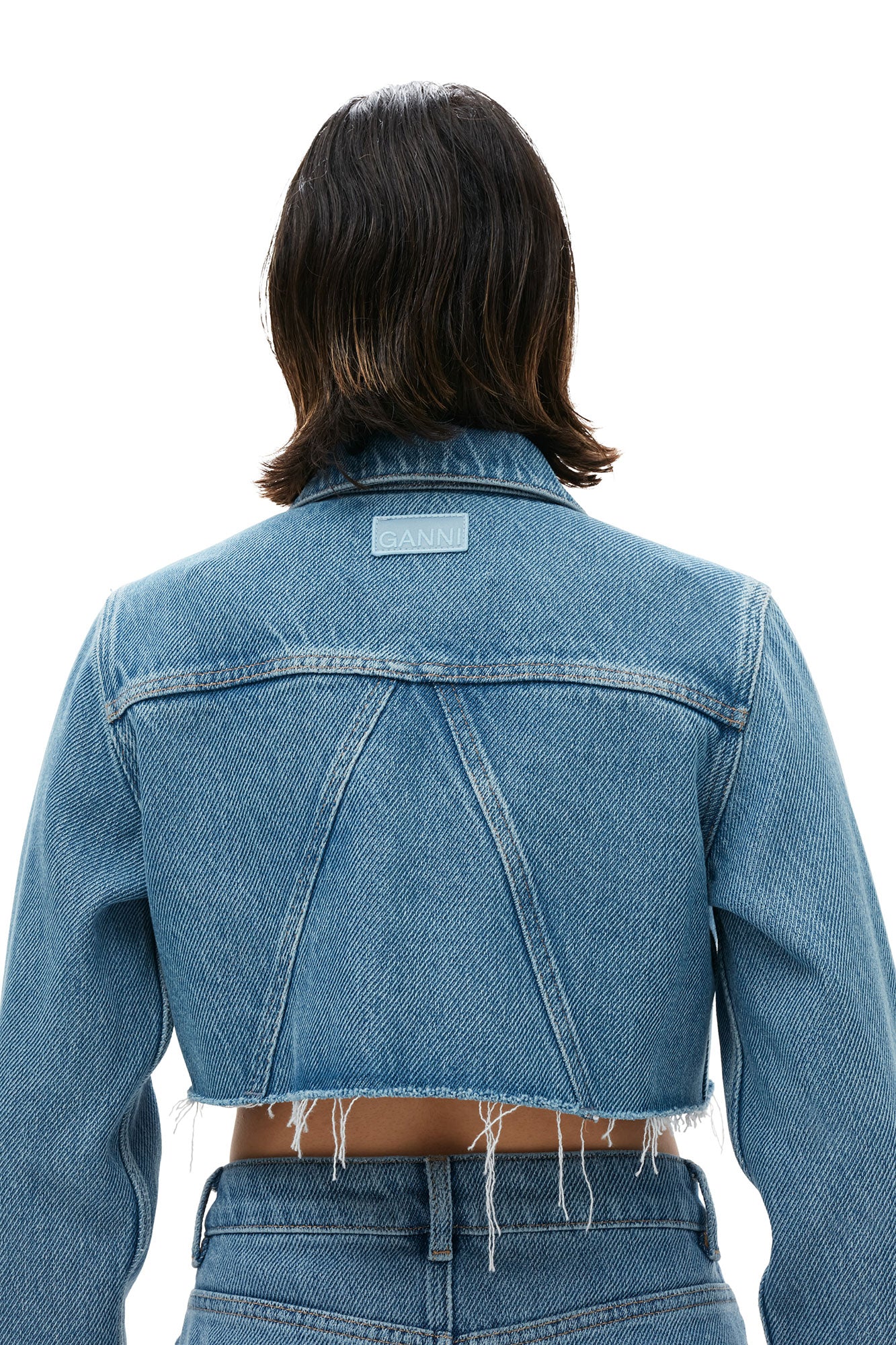 Heavy Denim Cropped Trucker Jacket | Light Blue Stone - Image 6